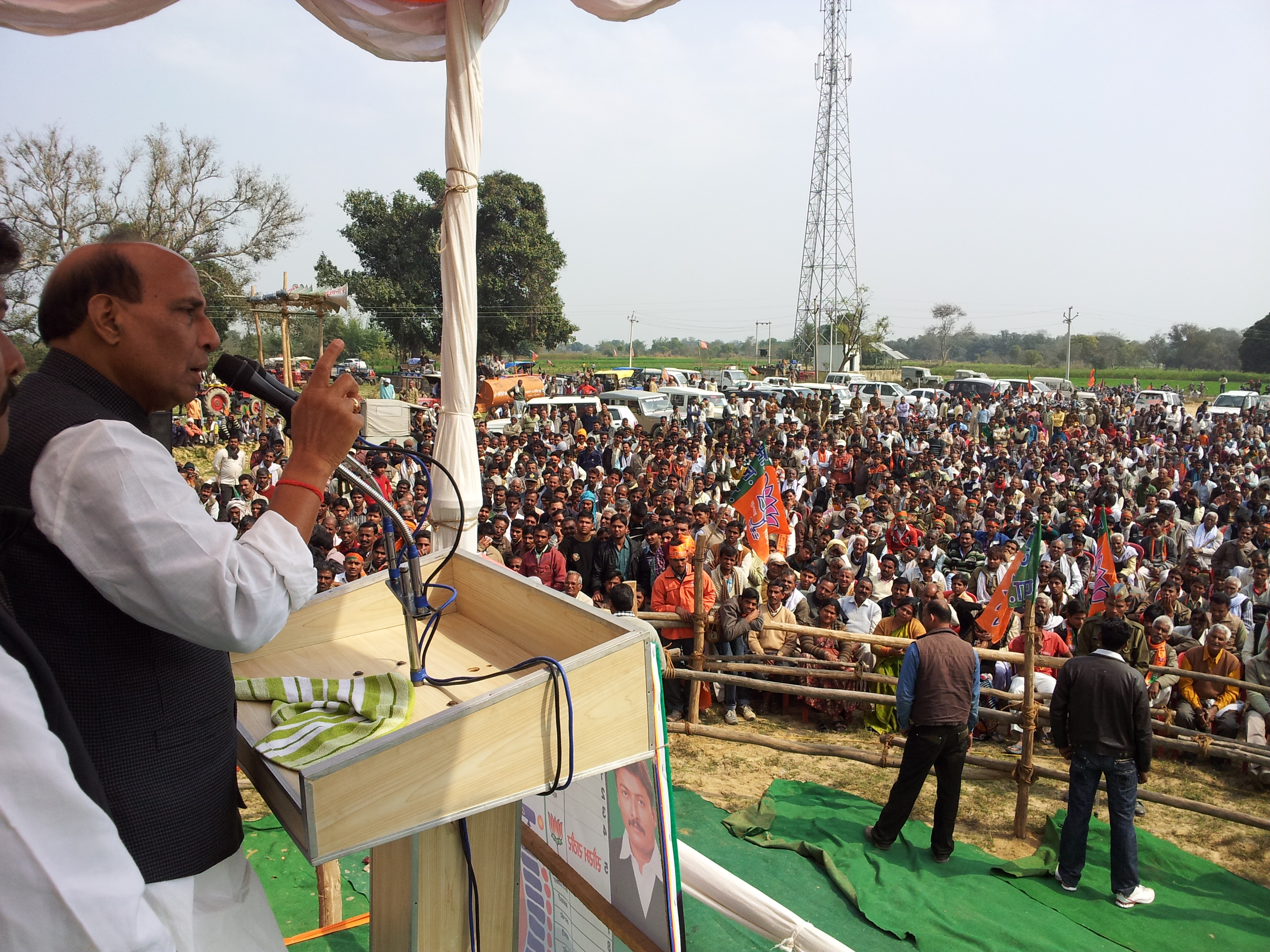 Shri Rajnath Singh, Former National President addressing a public meeting at Bhojpur, Farrukhabad (Uttar Pradesh) on February 16, 2012