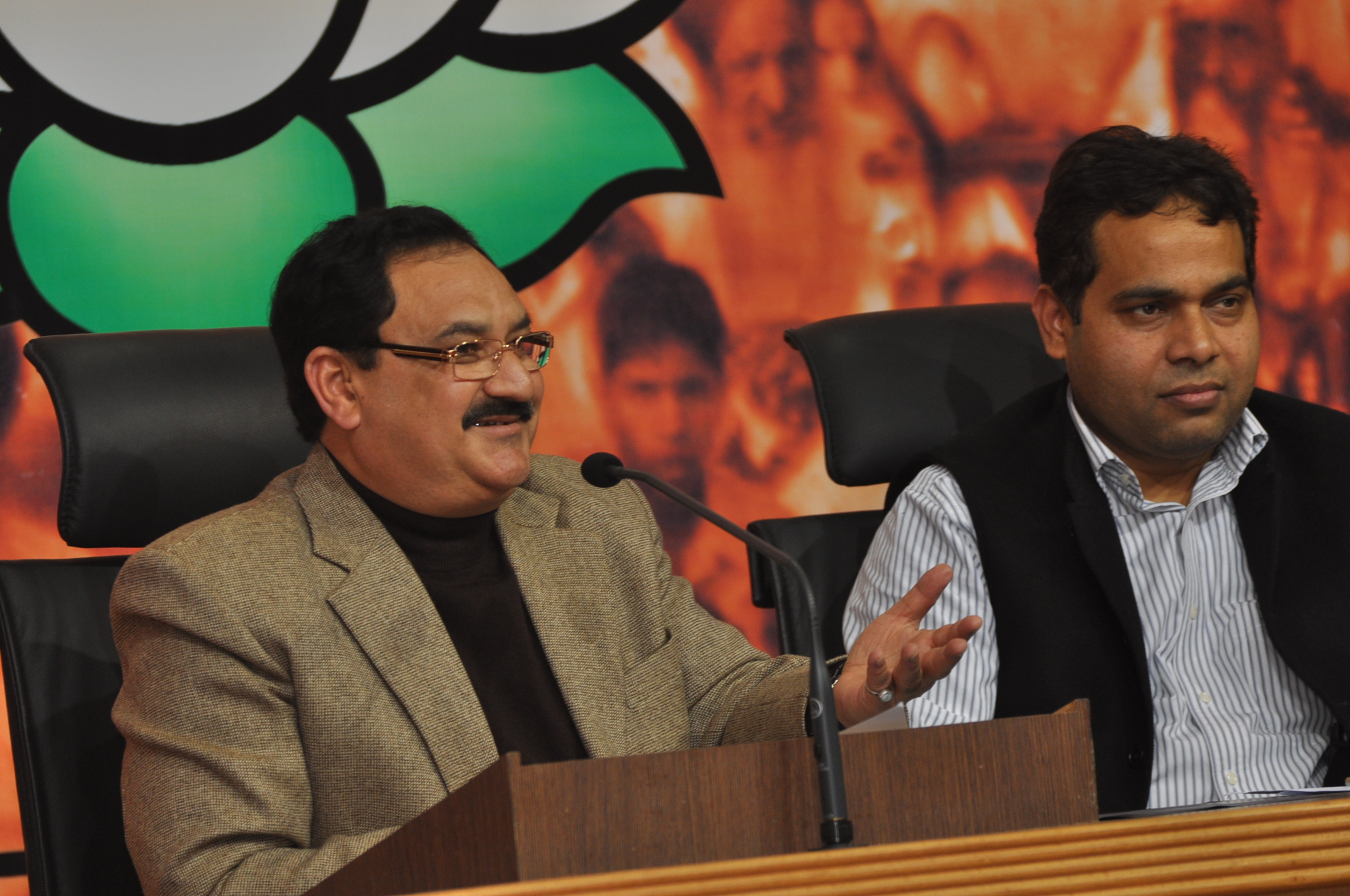 BJP National General Secretary and National Spokesperson Shri Jagat Prakash Nadda addressing a press conference at 11, Ashoka Road, New Delhi on February 18, 2012