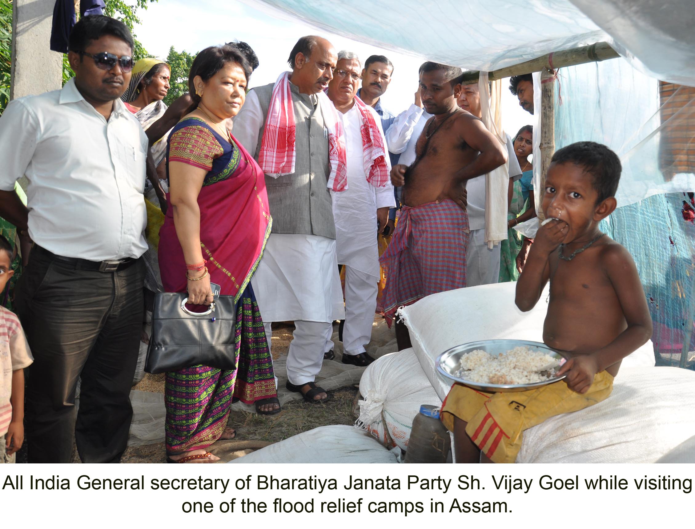 BJP National General Secretary, Shri Vijay Goel during his visit to flood affected areas in Assam on July 01, 2012