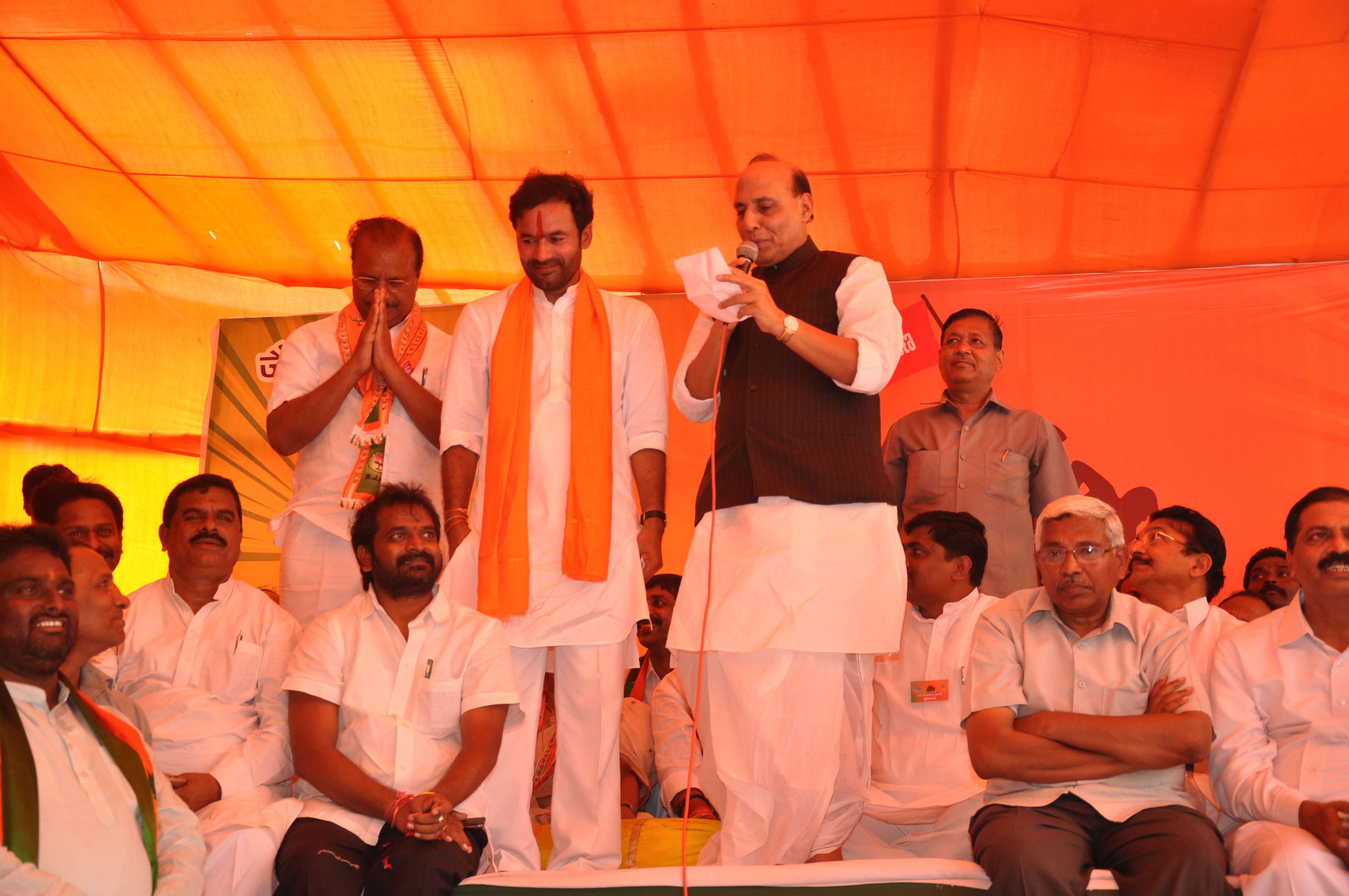 Former BJP President, Shri Rajnath Singh during a protest on Telangana at Jantar Mantar, New Delhi on September 3, 2012