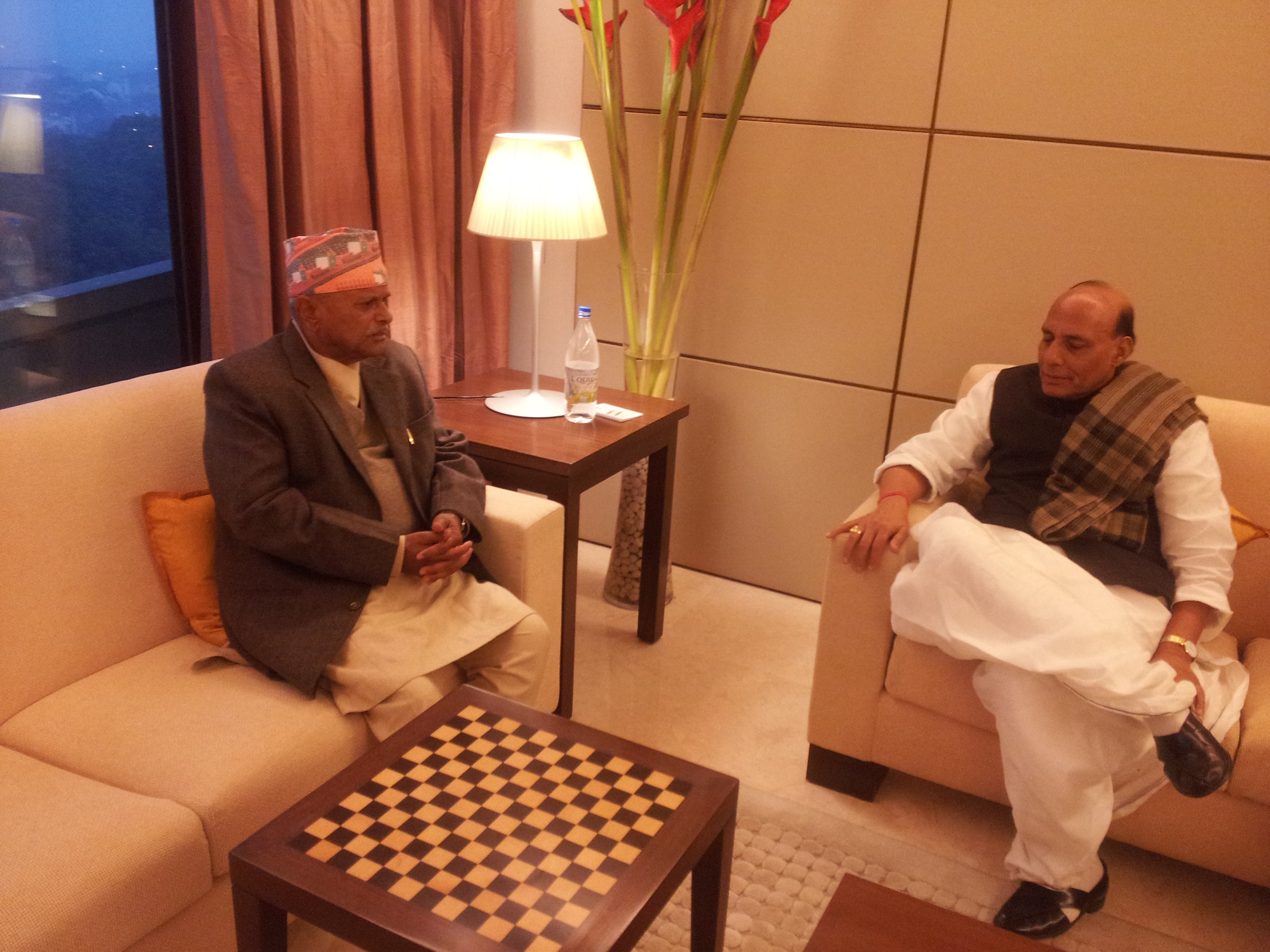 Former BJP President, Shri Rajnath Singhji's meeting with Nepal President, Shri Ram Baran Yadav at 38, Ashok Road, New Delhi on December 28, 2012