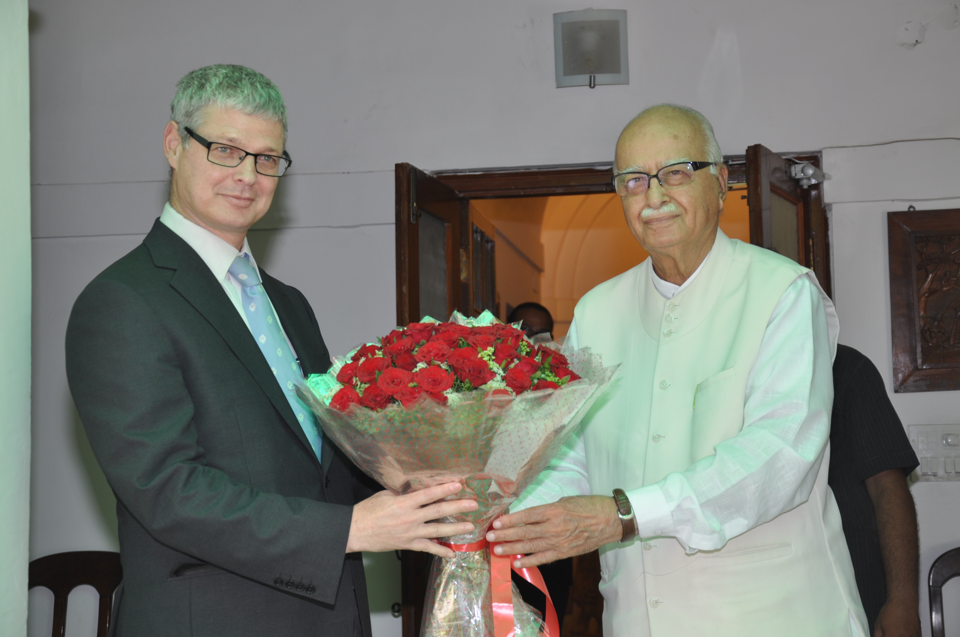 Shri L.K. Advaniji's meeting with Israeli Ambassador, Mr. Alon Ushpiz at 30, Prithviraj Road, New Delhi on June 04, 2013