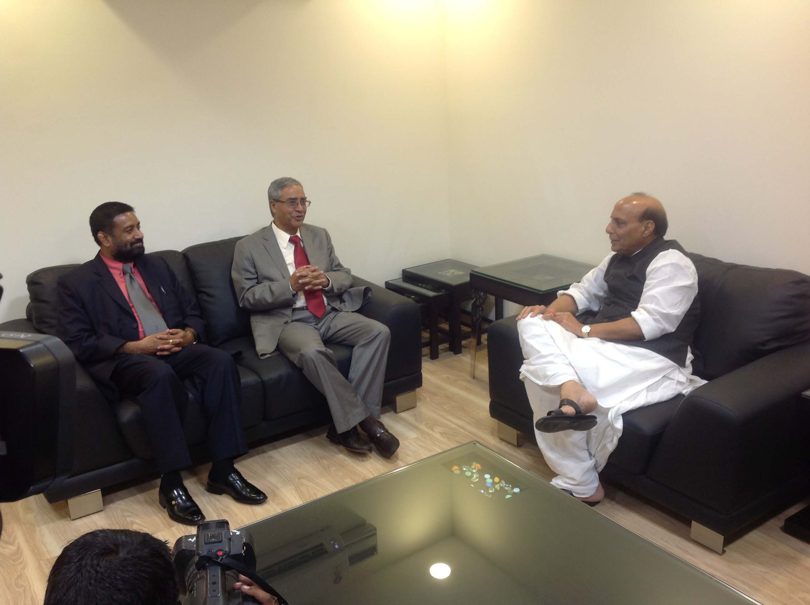 BJP National President, Shri Rajnath Singhji's meeting with Former Nepal PM, Sher Bahadur Deuba at his residence 38, Ashoka Road, New Delhi on June 13, 2013