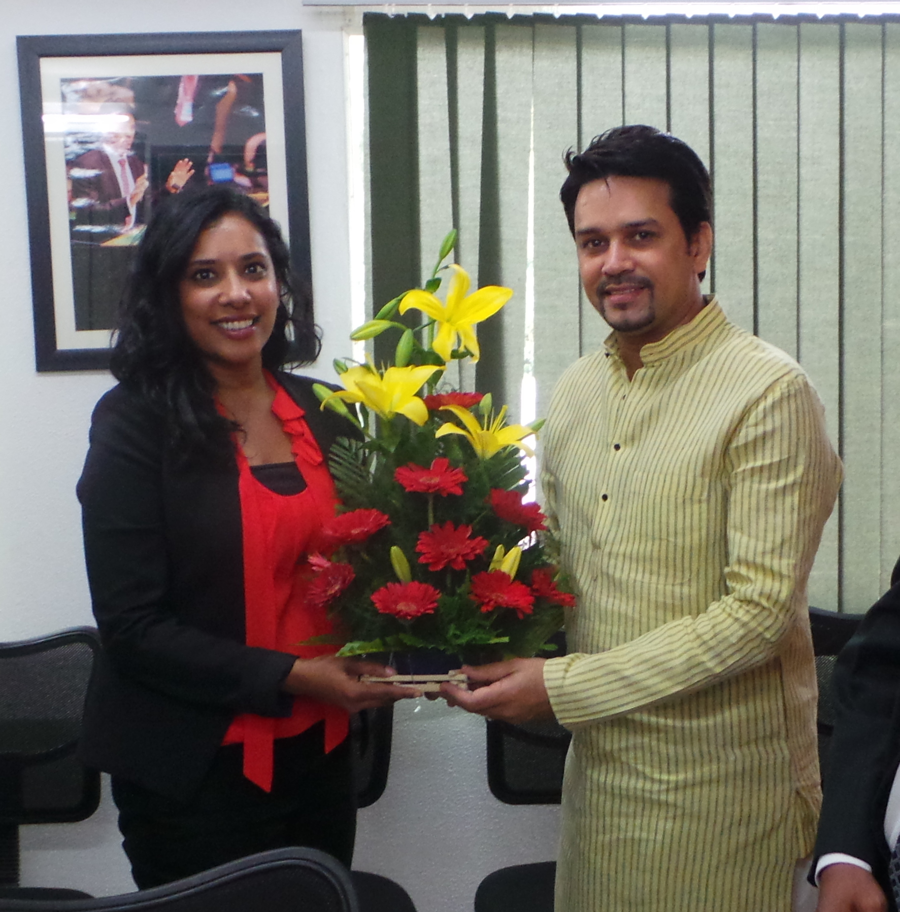 BJYM regarding Meeting between BJYM Presient, Shri Anurag Thakur and Ms Zeenat Rahman (Special Adviser on Global Youth Issues to US Secretary of State Mr. John Kerry) on April 25, 2013