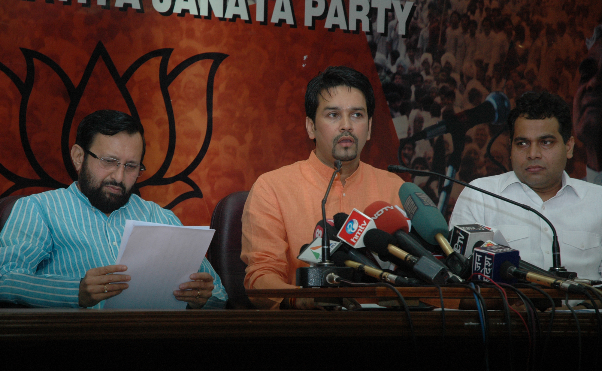 BJYM President, Shri Anurag Thakur address the press conference at 11, Ashoka Road, New Delhi on June 22, 2011