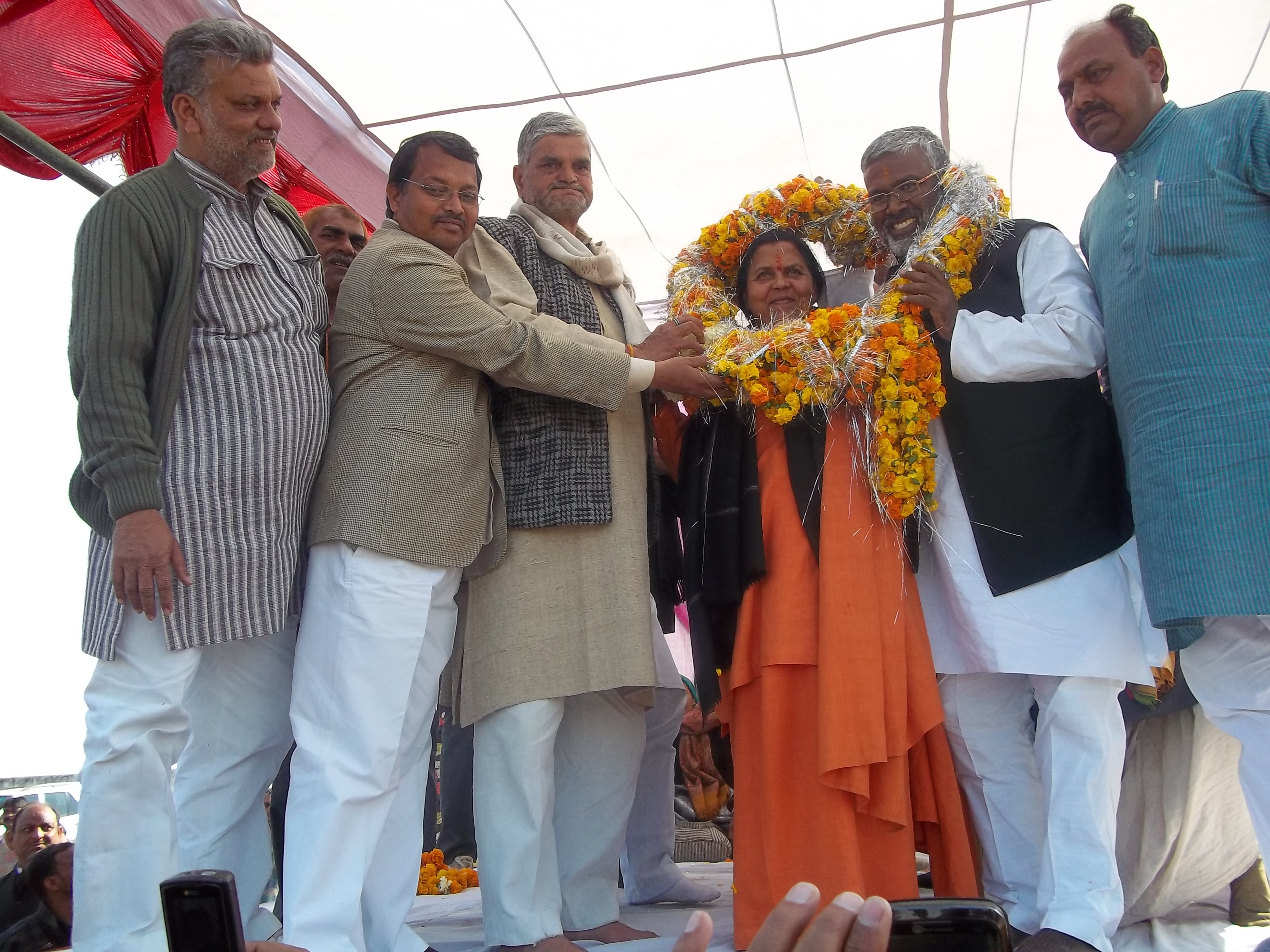 Sushree Uma Bharti, Former Chief Minister, Madhya Pradesh addressing a public druing UP Assembly Election on February 10, 2012