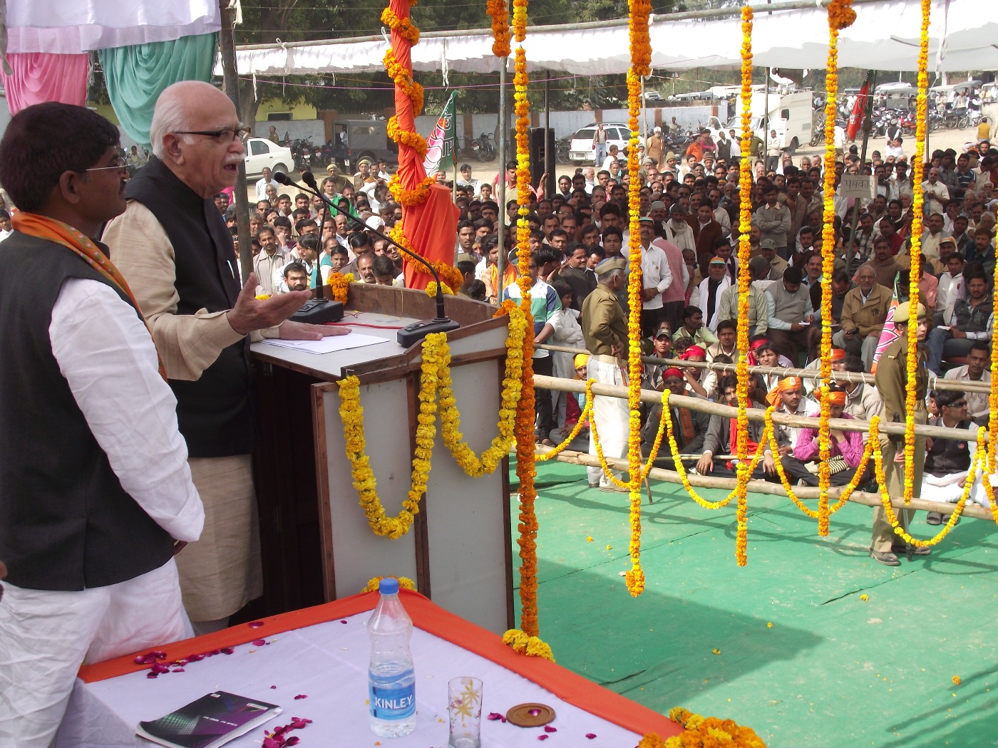 Shri L.K. Advani, Ex-Deputy Prime Minister addressing a public meeting in Bhadohi Constituency during UP Assembly Election on February 12, 2012