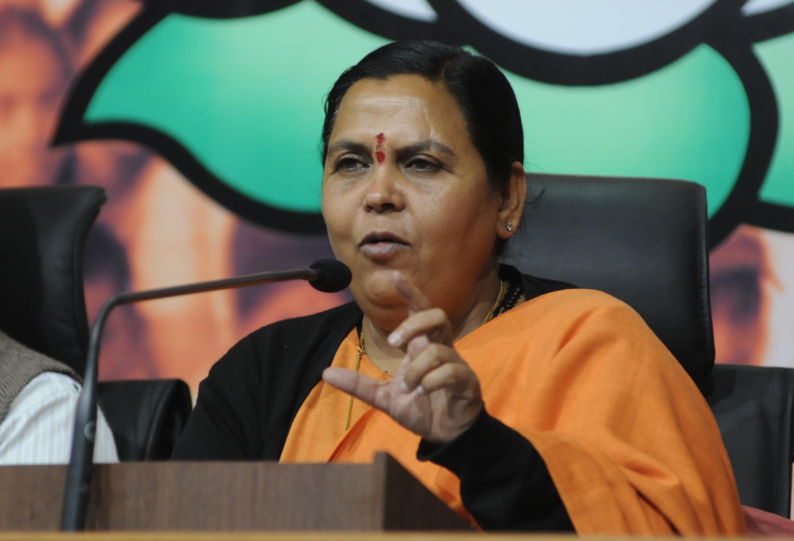 Sushree Uma Bharati addressing press conference at 11, Ashoka Road, New Delhi on January 11, 2012