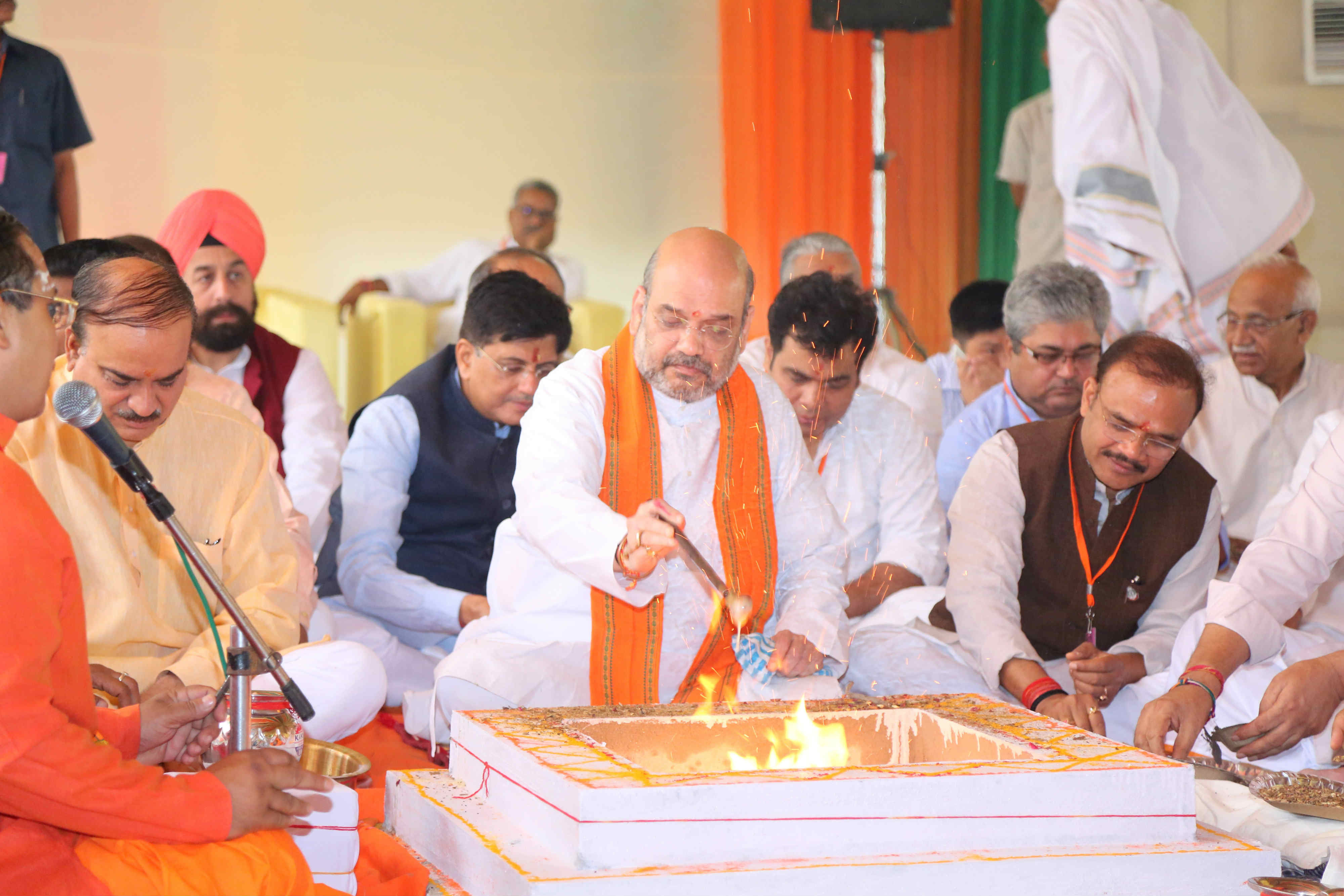 Bhoomi Poojan of BJP's New Head Office at 6, Pt. Deen Dayal Upadhyay Marg, New Delhi on August 18, 2016