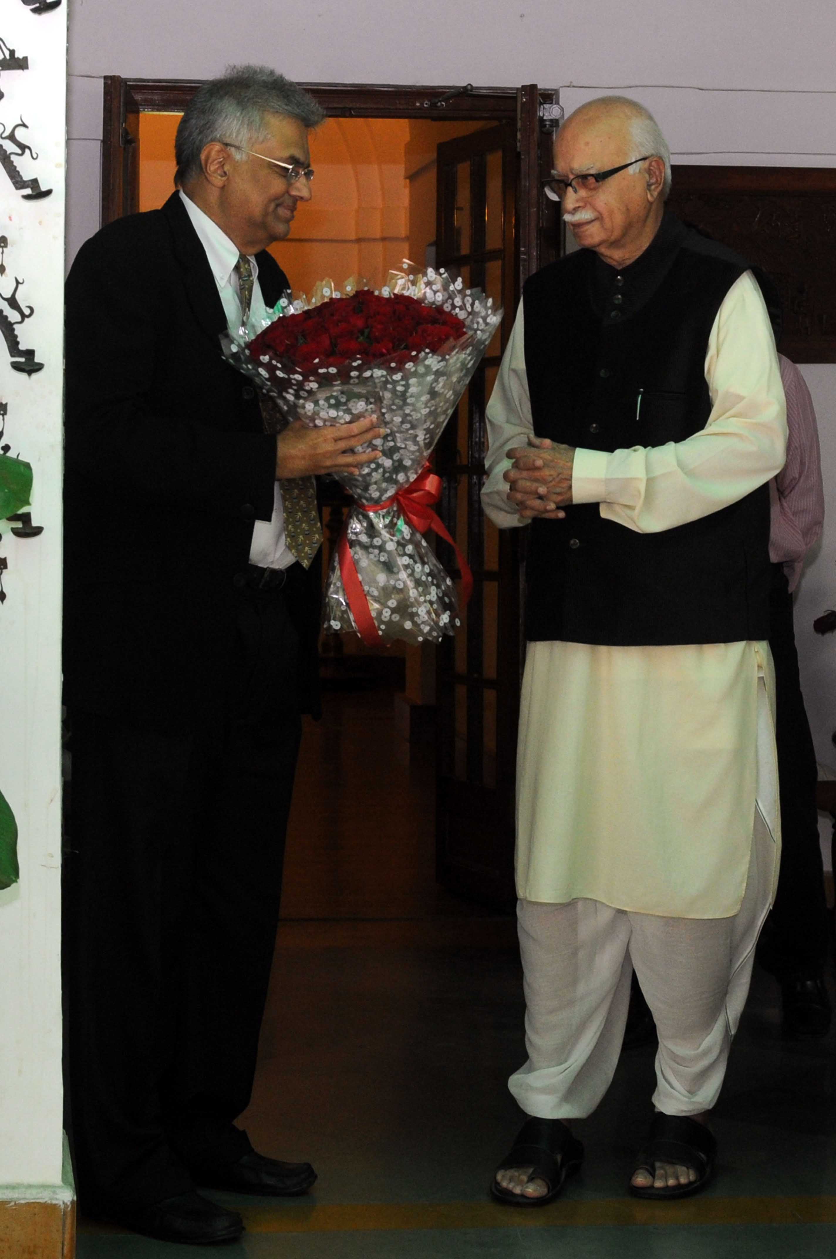 Shri L.K. Advaniji meeting with Mr. Ranil Wickramasinghe, Leader of Opposition, Sri Lanka at 30, Prithviraj Road on April 11, 2012