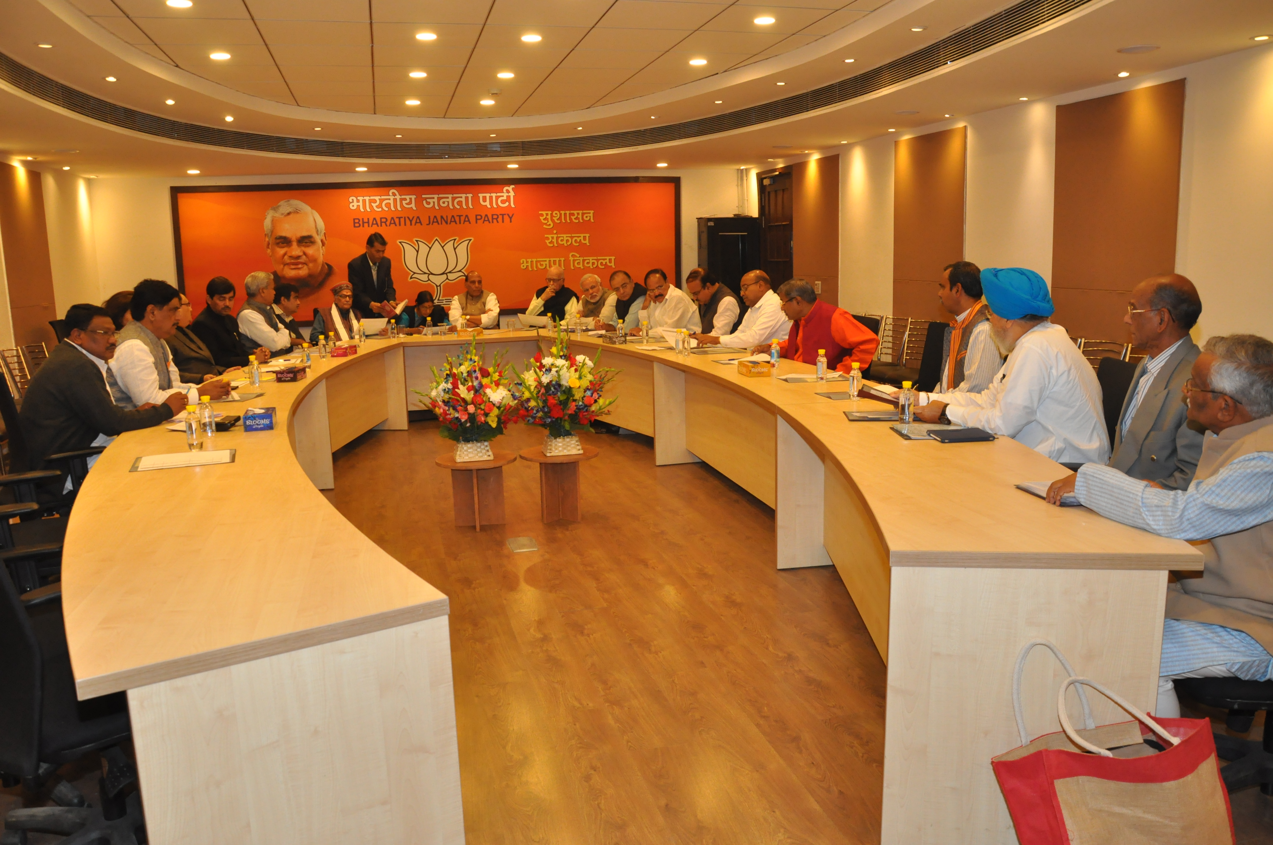 BJP Central Election Committee Meeting with Tripura State BJP at 11, Ashok, New Delhi on March 8, 2014