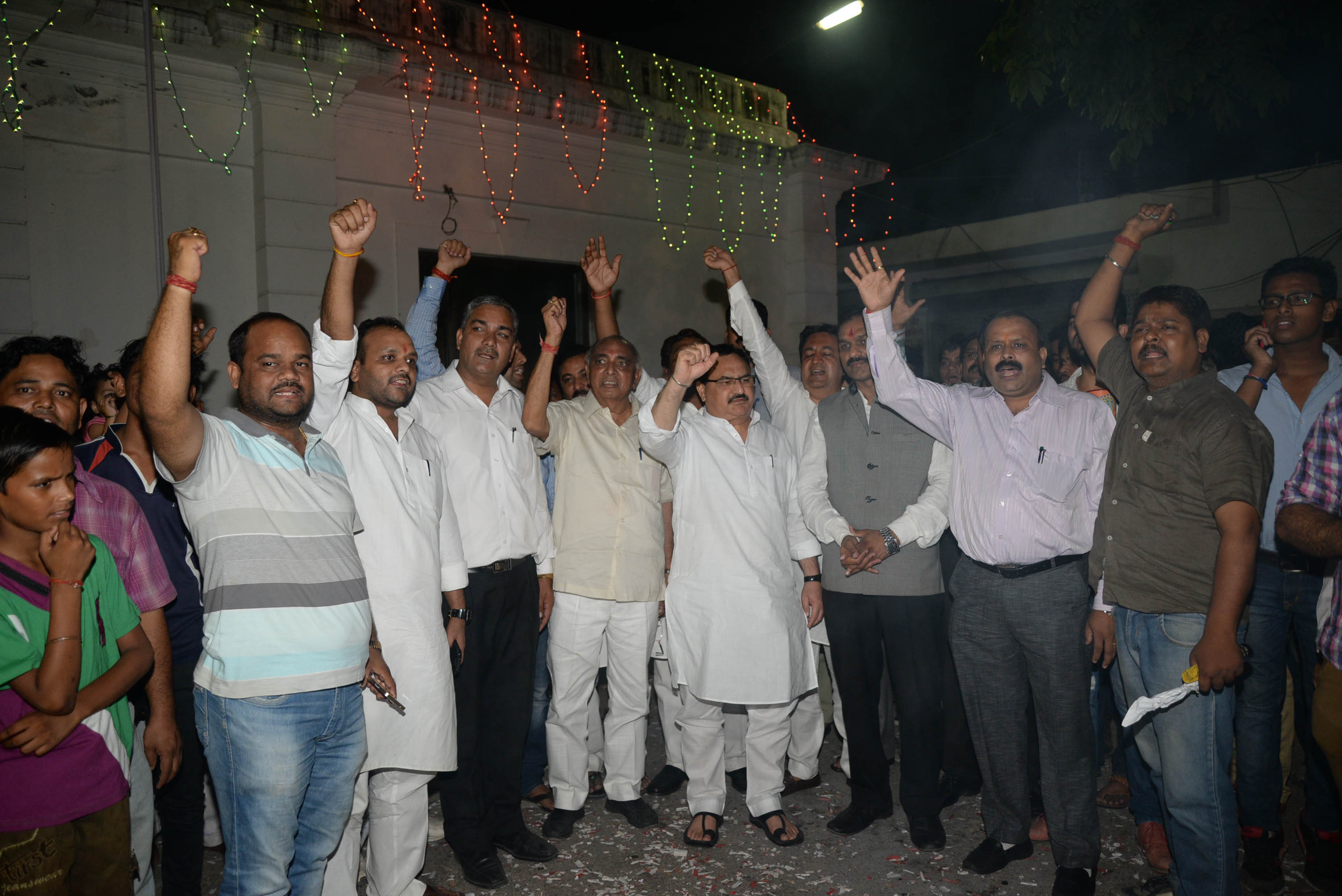 BJP National General Secretary, Shri J.P. Nadda & other BJP workers celebrating Prime Minister, Shri Narendra Modiji's successful visit to America on October 1, 2014