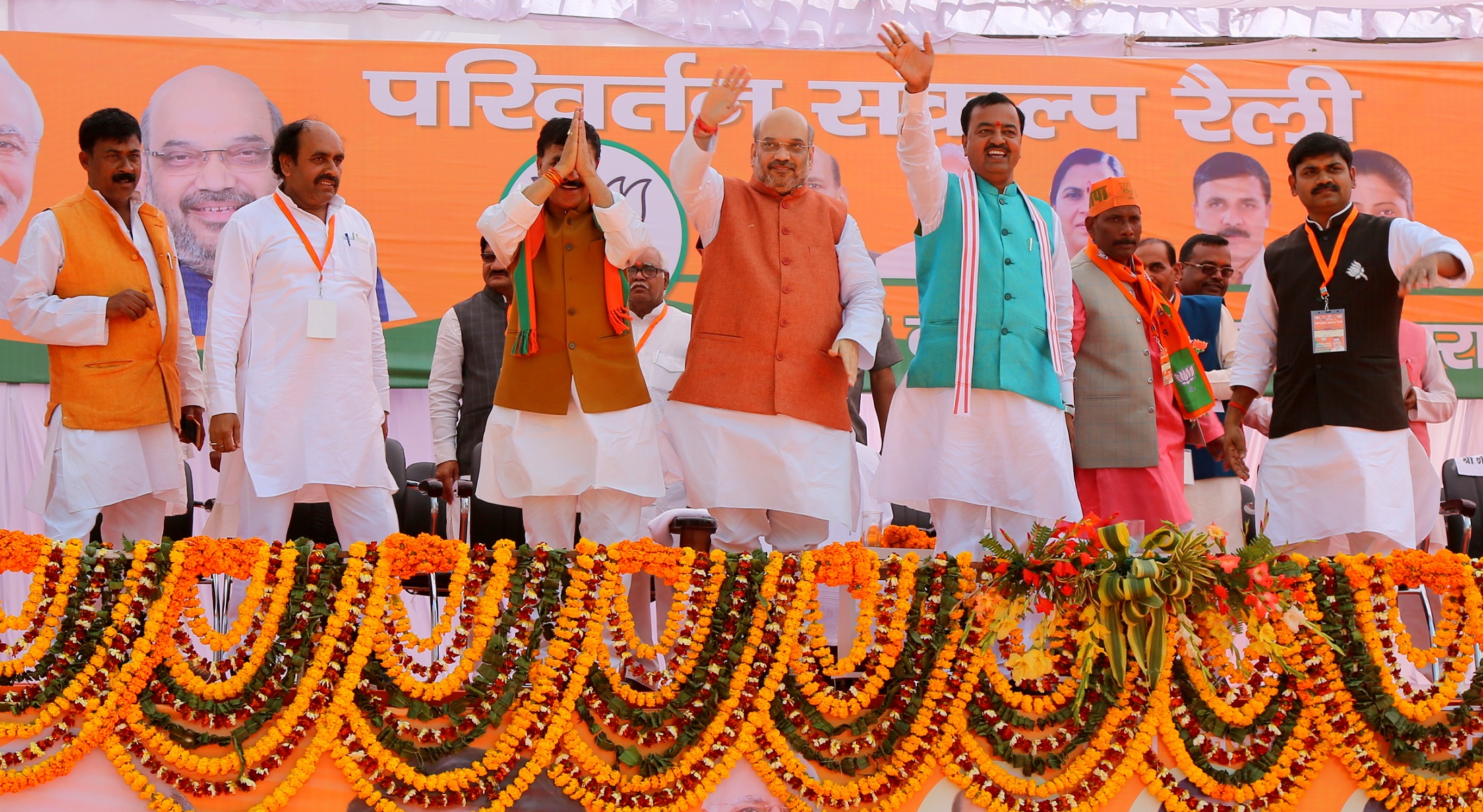 BJP National President, Shri Amit Shah addressing a public meeting at Krishi Maidan, Sainik Chauraha, Sirathu, Kaushambi (Uttar Pradesh) on February 21, 2017