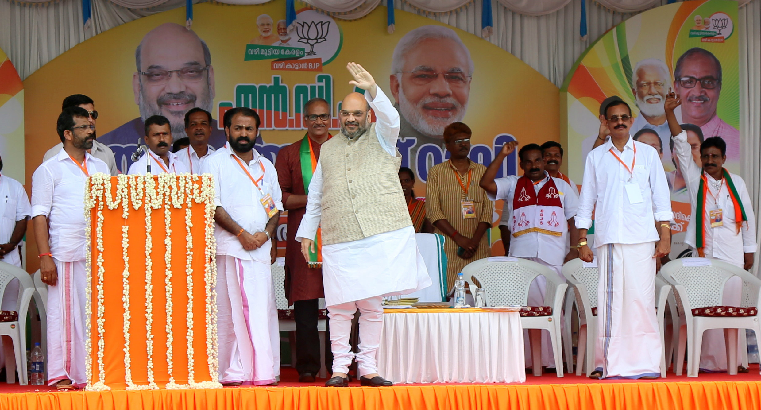 BJP National President, Shri Amit Shah addressing a public meeting at Municipal Stadium Ground, Nirmalagiri, Koothuparamba (Kerala) on May 12, 2016