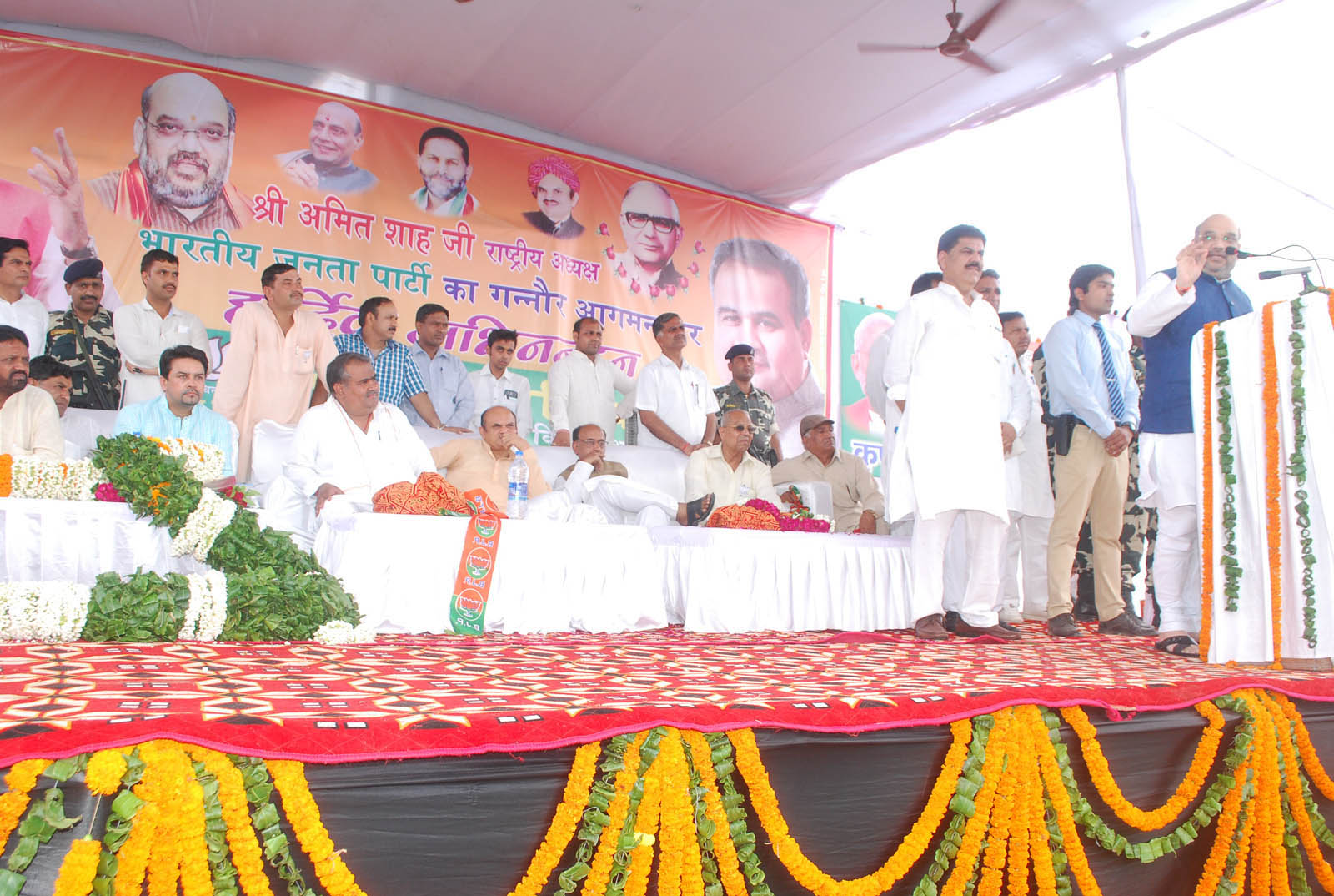 BJP National President, Shri Amit Shah addressing a public meeting at new subzi mandi Gannaur (Haryana) on October 5, 2014