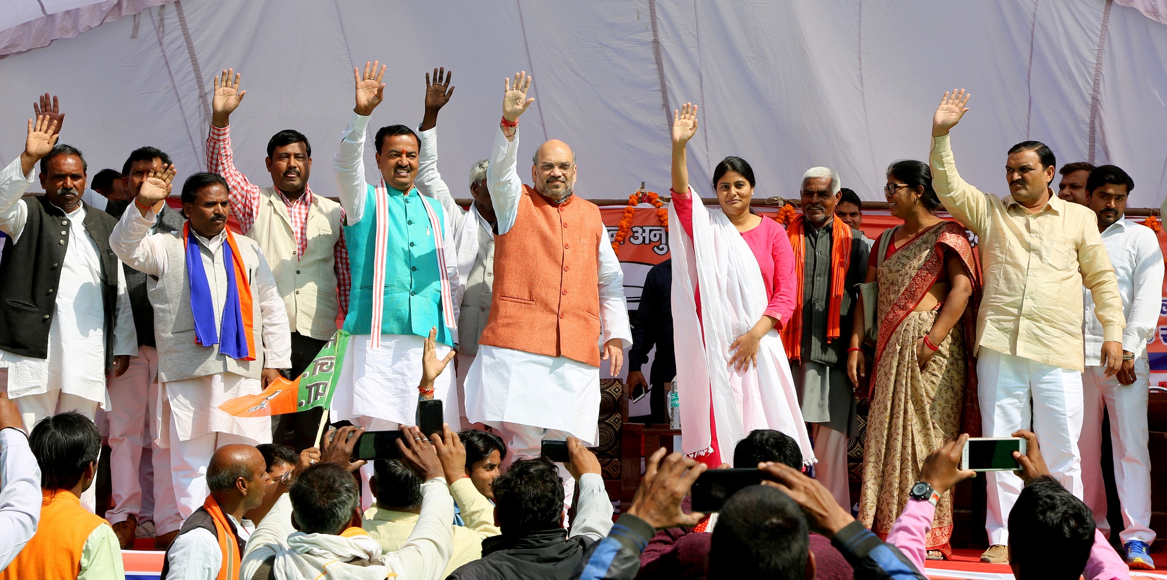 BJP National President, Shri Amit Shah addressing a public meeting at Ramleela Ground, Soraon, Allahabad (Uttar Pradesh) on February 21, 2017