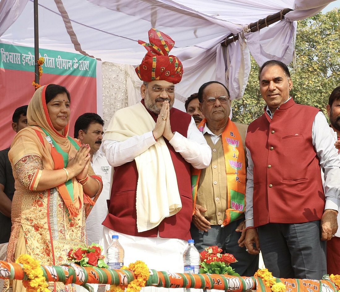 BJP National President, Shri Amit Shah addressing a public meeting at Surajpur, Indora constituency, Himachal Pradesh