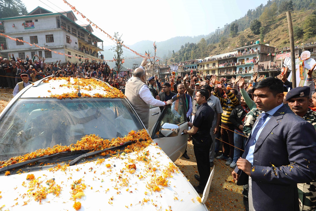 BJP National President, Shri Amit Shah addressing a public meeting at Thunag, Siraj, Mandi Distt. (Himachal Pradesh).