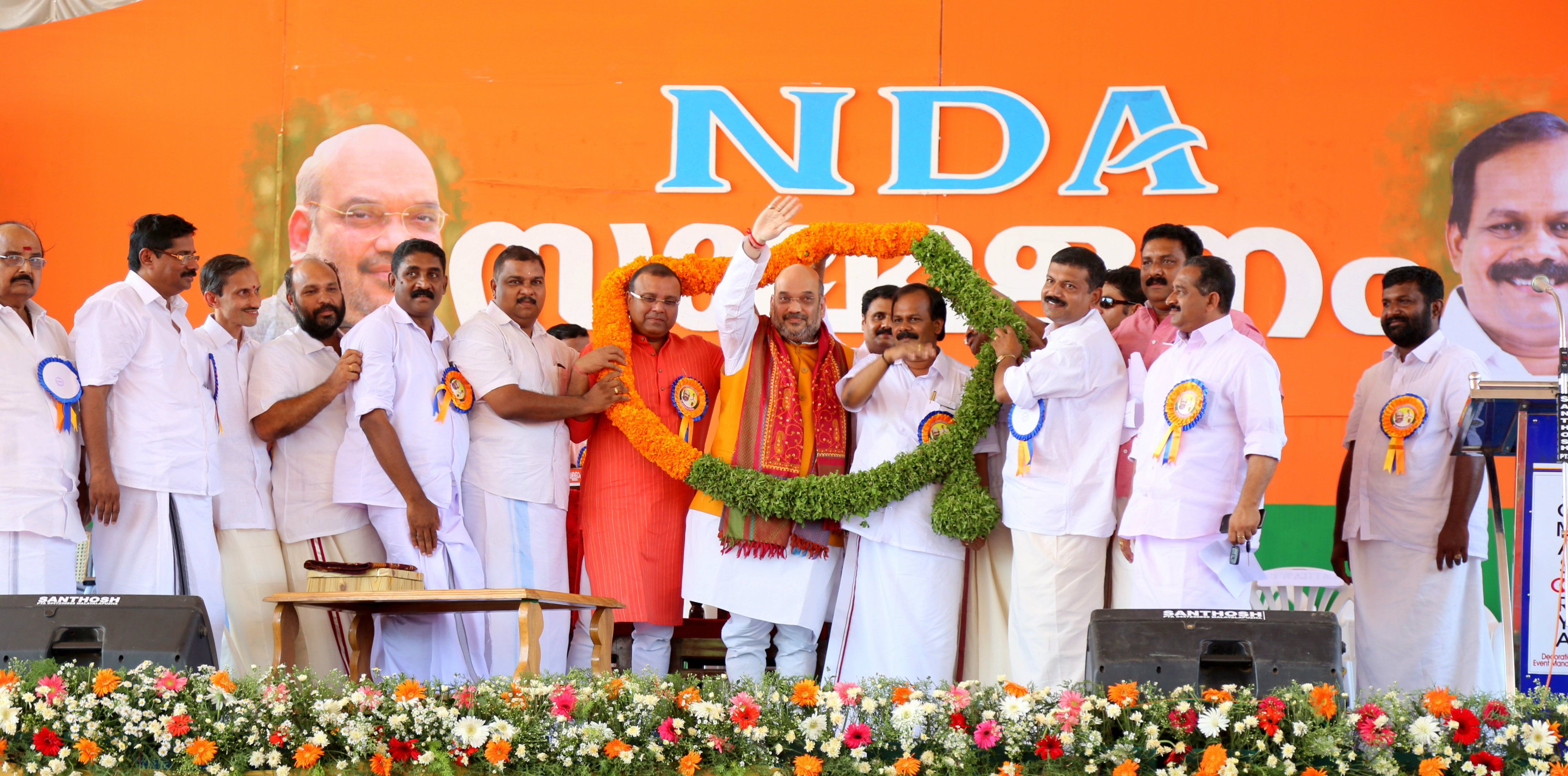 BJP National President Shri Amit Shah addressing a Public Meeting behind Ittiyappara Bus Stand, Ground, Pathanamthitta District on May 05, 2016