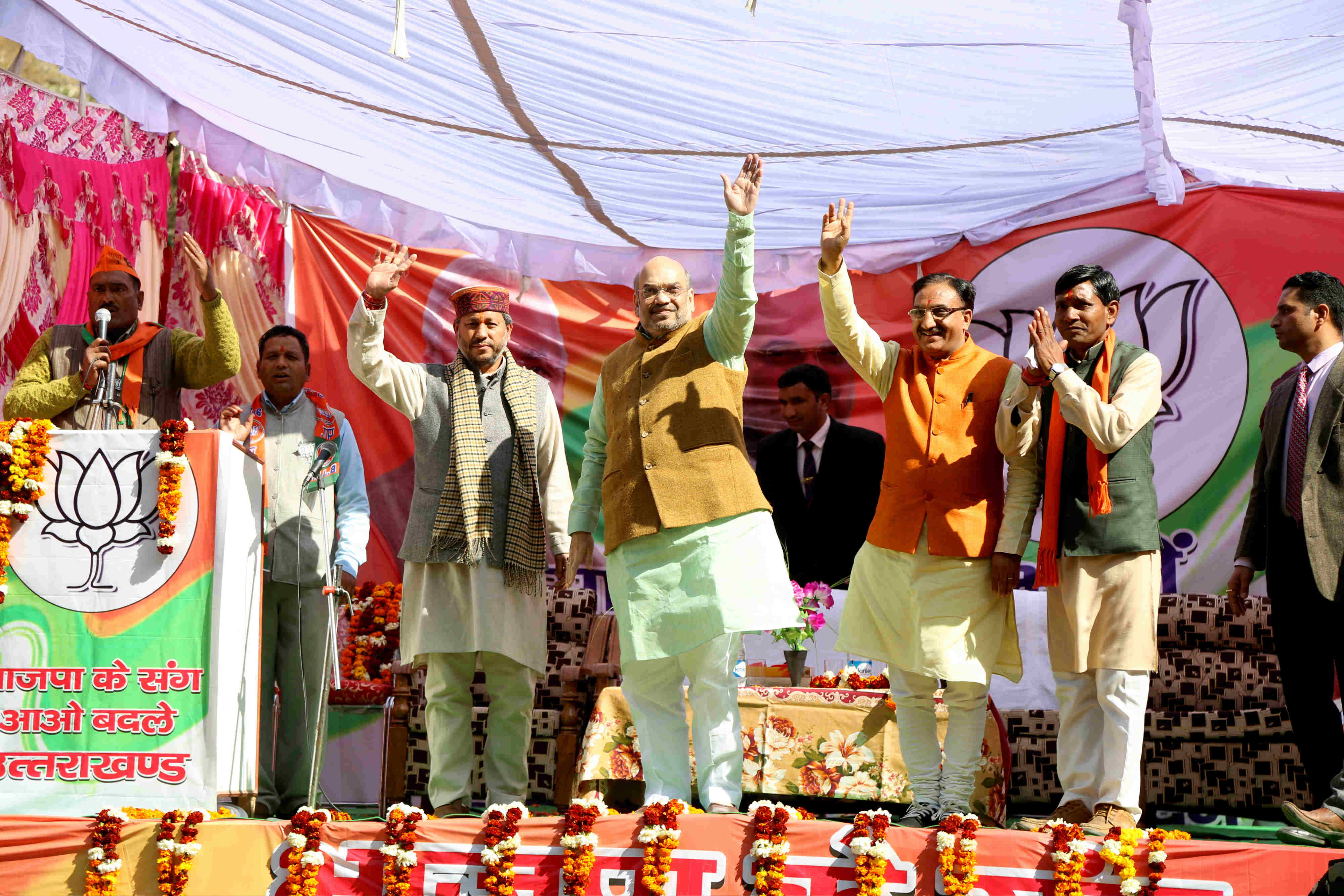 BJP National President Shri Amit Shah addressing a public meeting in Ghansali, Uttarakhand on February, 07, 2017 