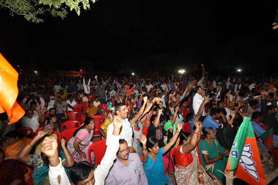 Photographs : BJP National President Shri Amit Shah addressing a public meeting in Nelamangala assembly constituency, Bangalore Rural Dist (Karnataka)