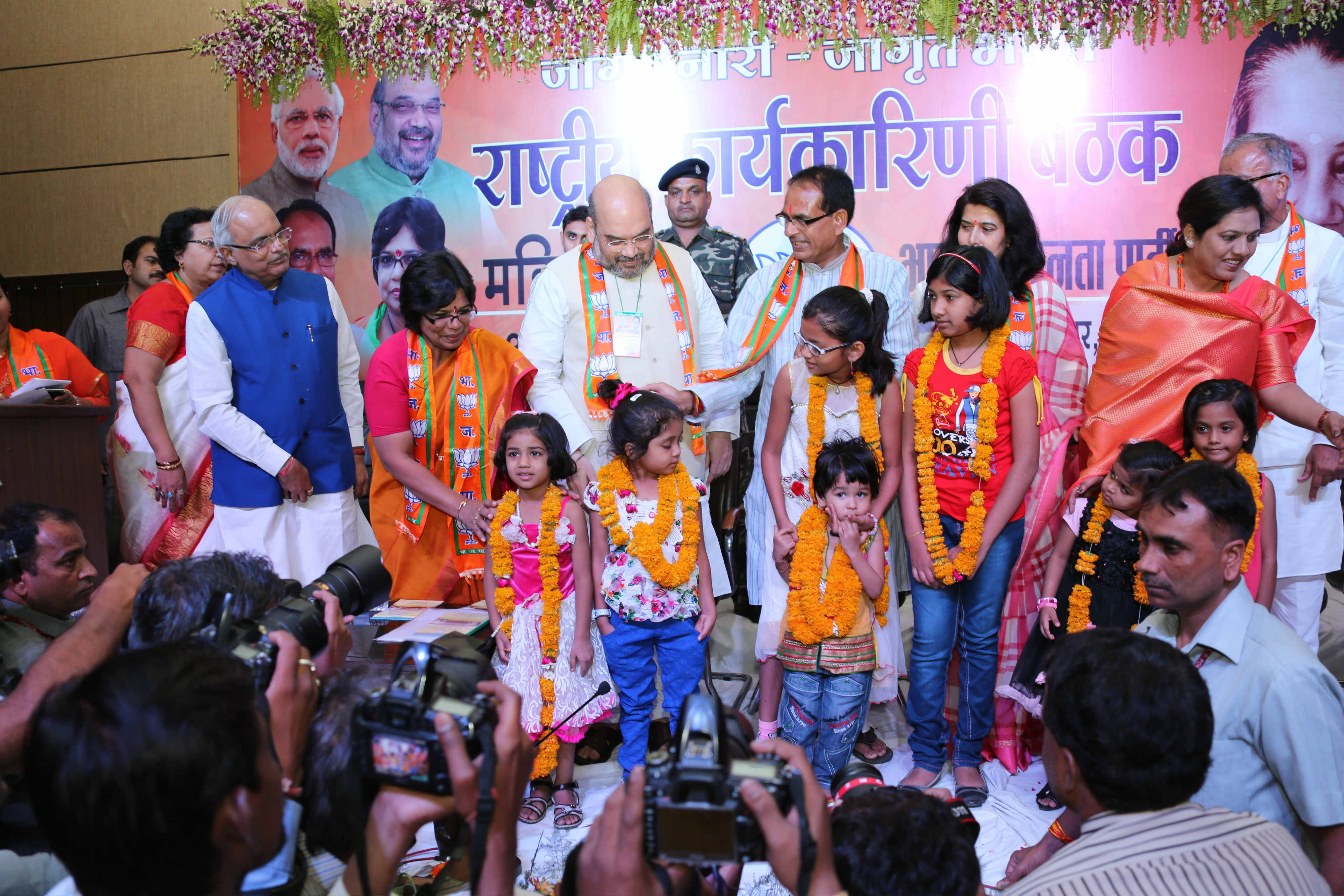 BJP National President, Shri Amit Shah addressing BJP Mahila Morcha Executive Meeting at State BJP Office, Bhopal (Madhya Pradesh) on May 10, 2015