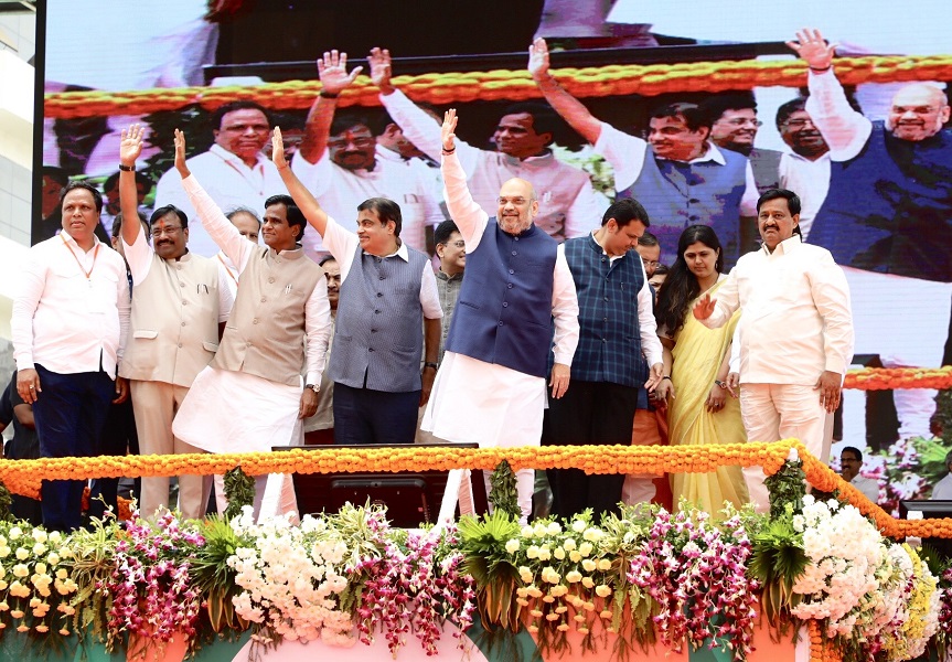  Photographs : BJP National President, Shri Amit Shah addressing BJP's foundation day event in Mumbai, Maharashtra