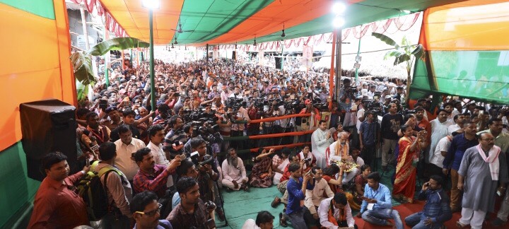 BJP National President, Shri Amit Shah addressing booth committee meeting at Hugulapata village, Block-Kukudakhandi, Distt. Ganjam Odisha on 4 July 2017