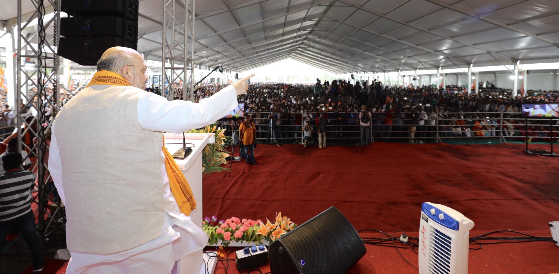 BJP National President, Shri Amit Shah addressing booth karyakarta sammelan at Hugulapata village and Berhampur, Distt. Ganjam,Odisha on 4 July 2017.