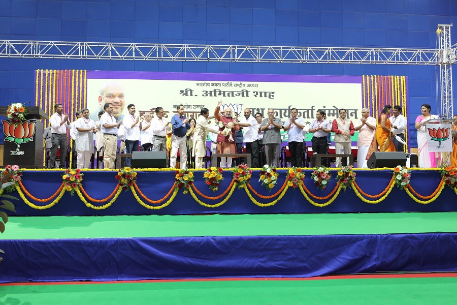 Photographs : BJP National President Shri Amit Shah addressing Booth Karyakarta Sammelan in Goa