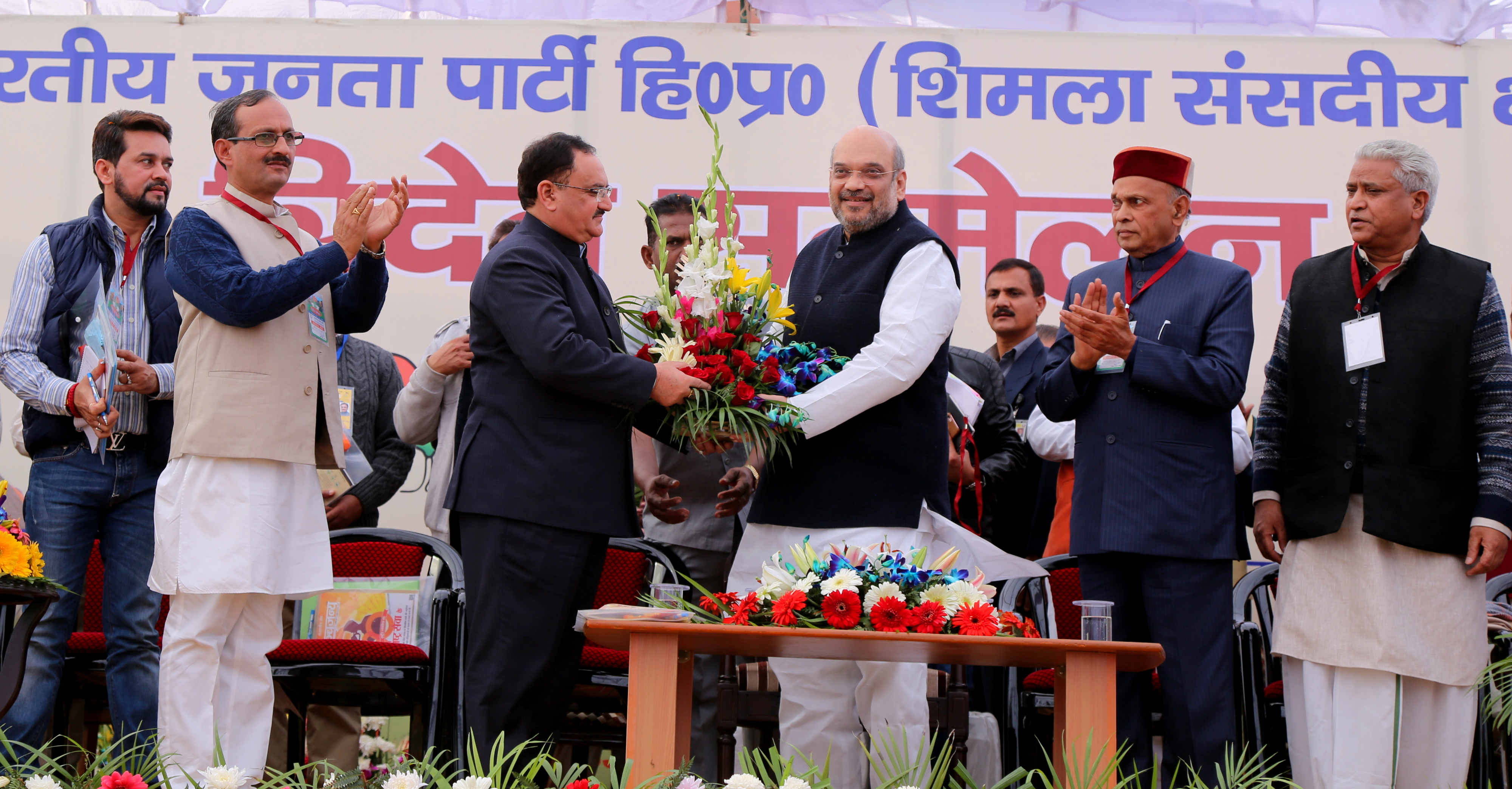 BJP National President Shri Amit Shah addressing Booth Karyakarta Sammelan "Tridev Sammelan" in Solan, Himachal Pradesh on December 11, 2016