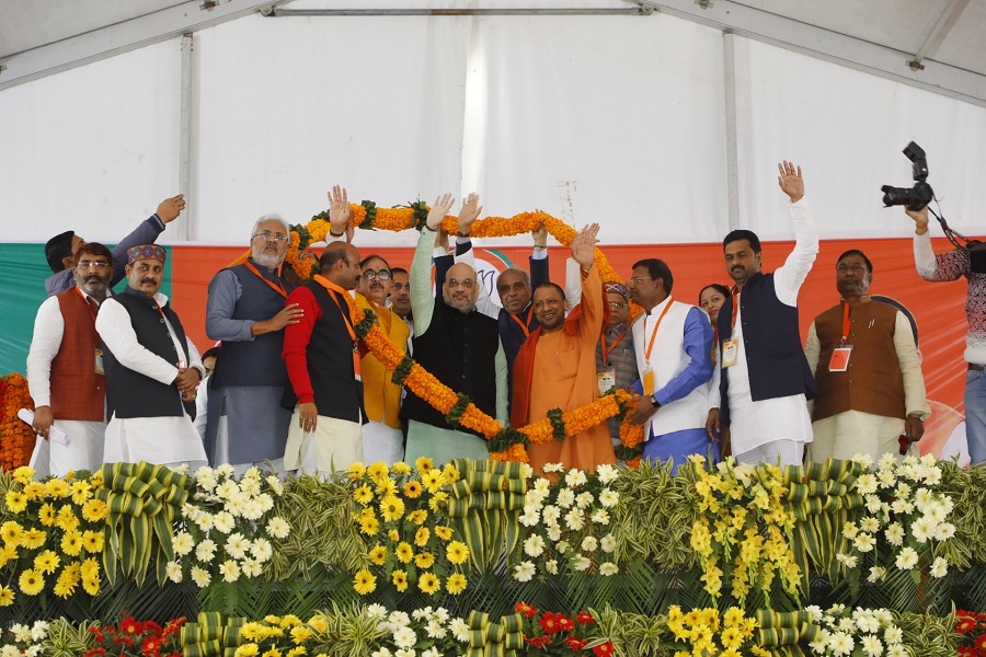  BJP National President, Shri Amit Shah addressing Booth Presidents Sammelan of Gorakhpur Zone in Maharajganj (Uttar Pradesh)