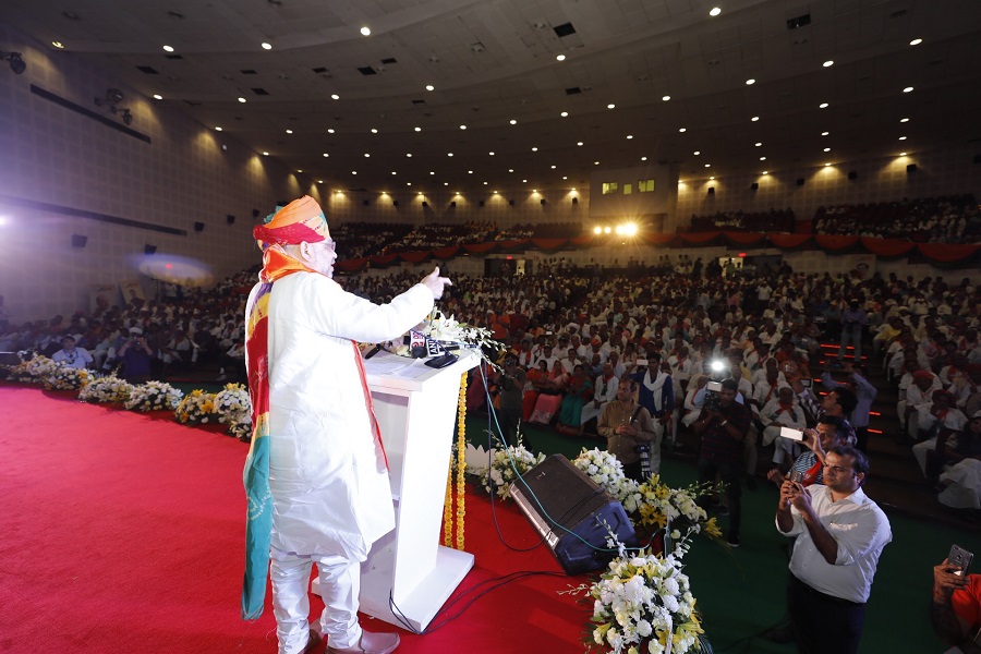 Photographs : BJP National President Shri Amit Shah addressing Karyakarta Sammaan Samaroh of Jaipur Gramin Loksabha constituency at Jawaharlal Nehru Stadium, New Delhi