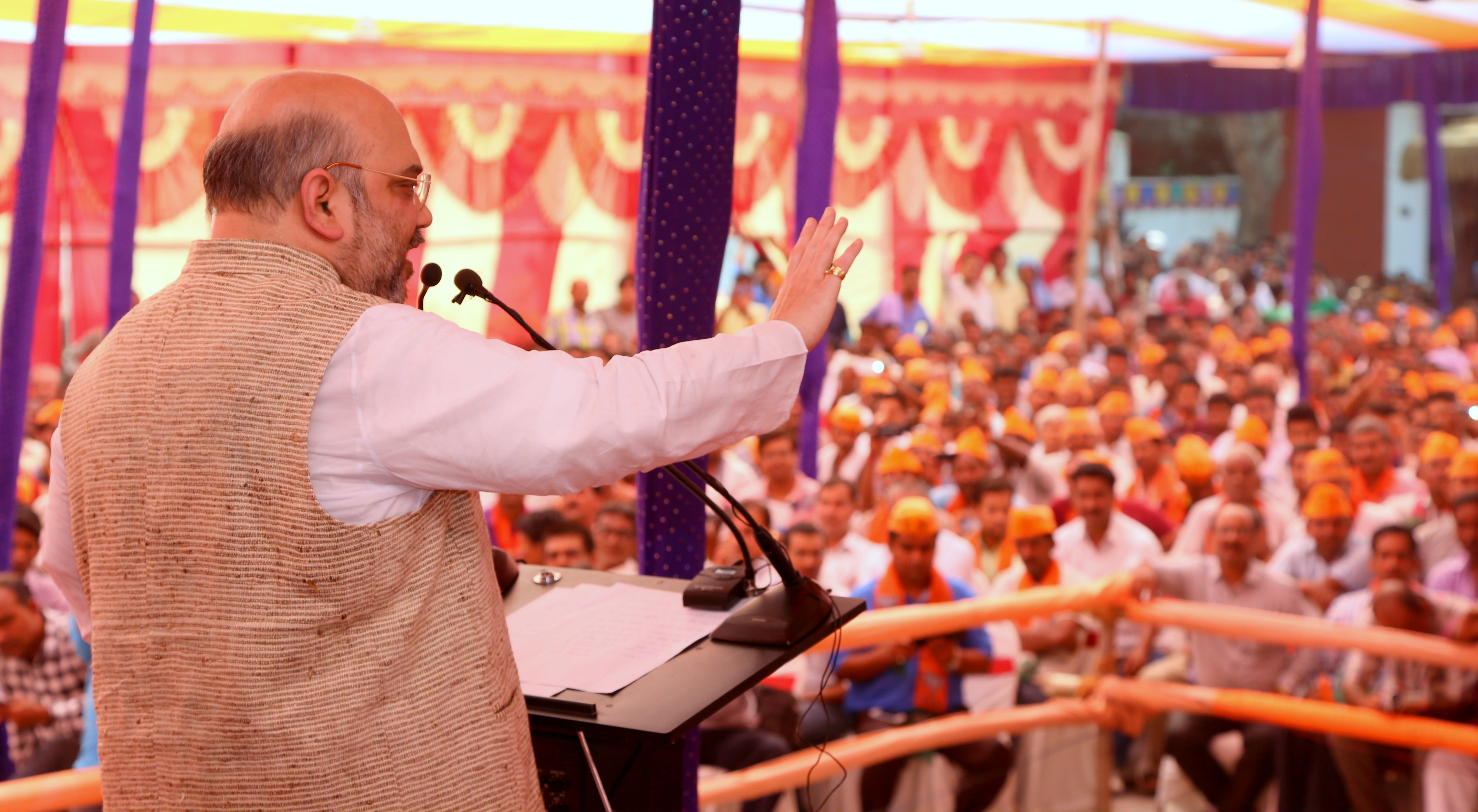 BJP National President, Shri Amit Shah addressing Karyakarta Sammelan at Harsh Garden, Singhol, Begusarai (Bihar) on September 30, 2015