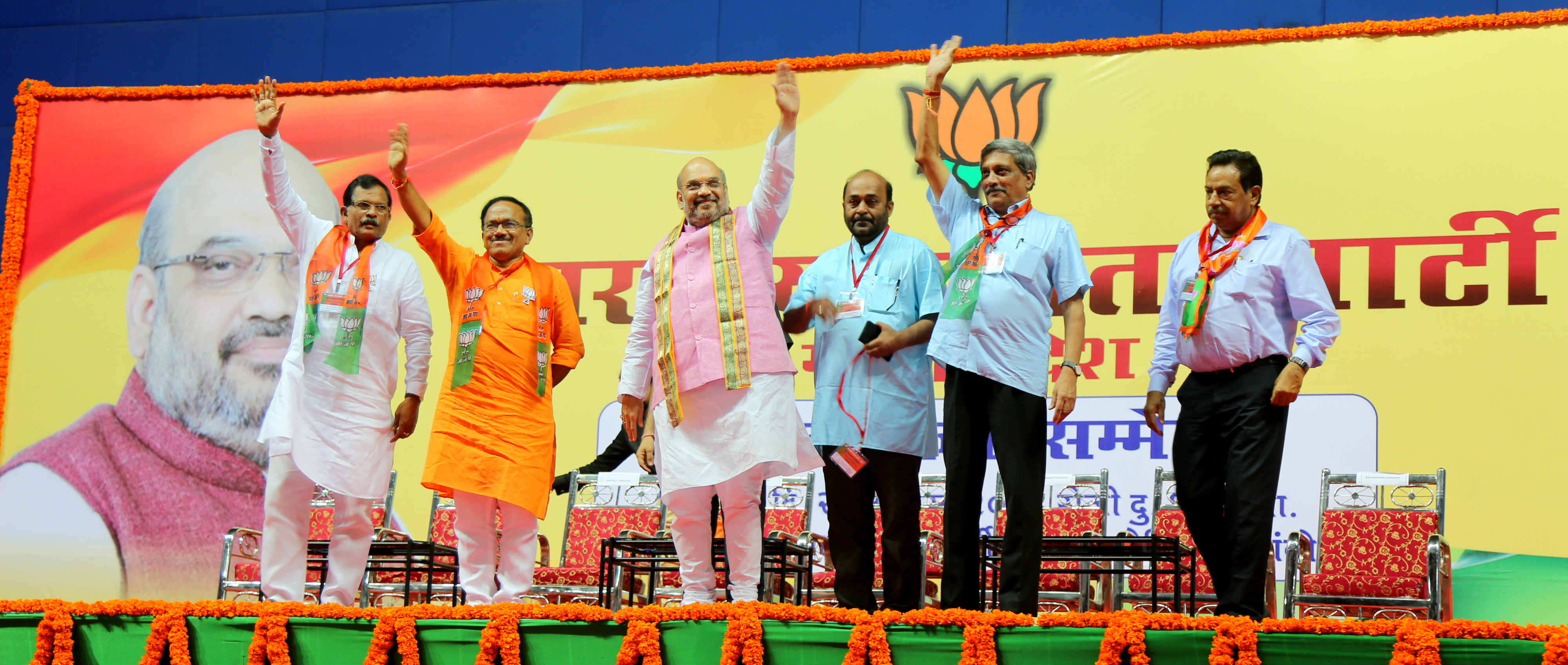 BJP National President, Shri Amit Shah addressing Karyakarta Sammelan at Shyama Prasad Mukherjee stadium, Panaji (Goa) on August 20, 2016