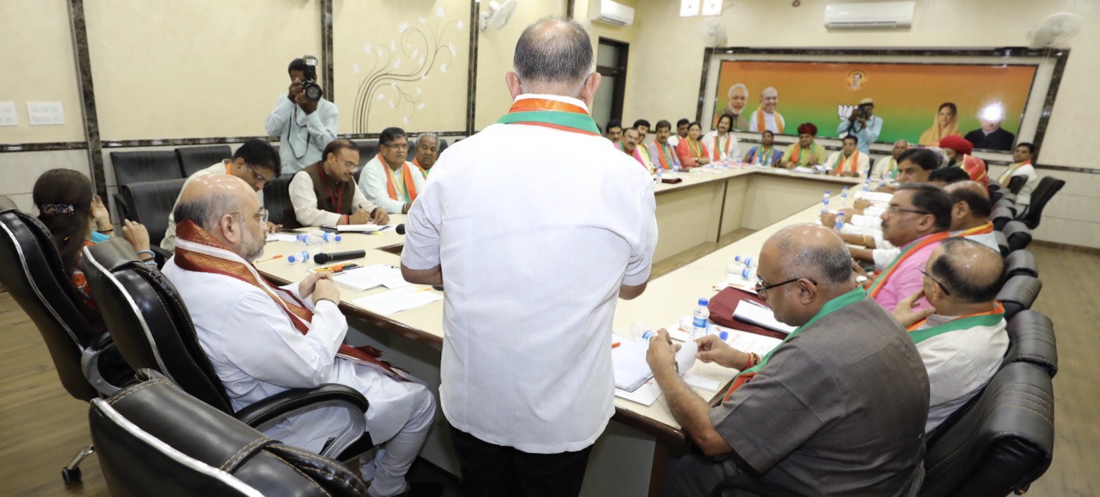 BJP National President, Shri Amit Shah addressing meeting of Ministers of Rajasthan Govt. at State BJP Office, Jaipur Rajasthan on 21 July 2017.