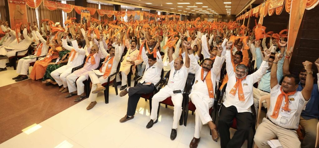  BJP National President Shri Amit Shah addressing meeting of Shakti Kendra in-charges of Jamnagar and Devbhumi Dwarka Districts in Jamnagar, Gujarat.