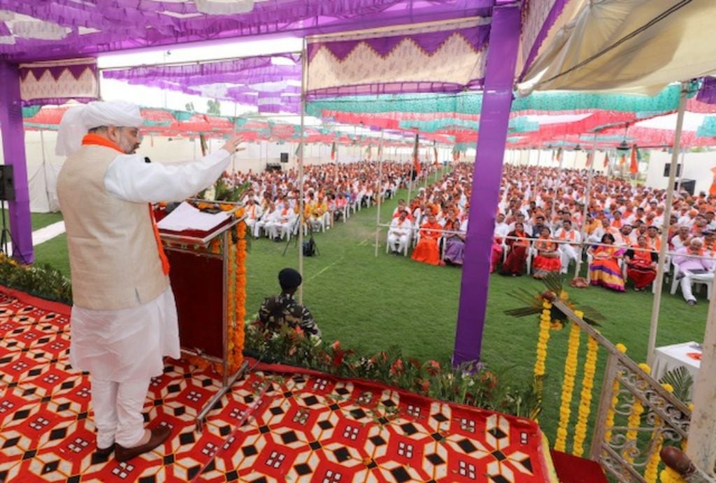 BJP National President Shri Amit Shah addressing meeting of Shakti Kendra Incharges of Patan and Banaskantha districts in Deesa (Gujarat)