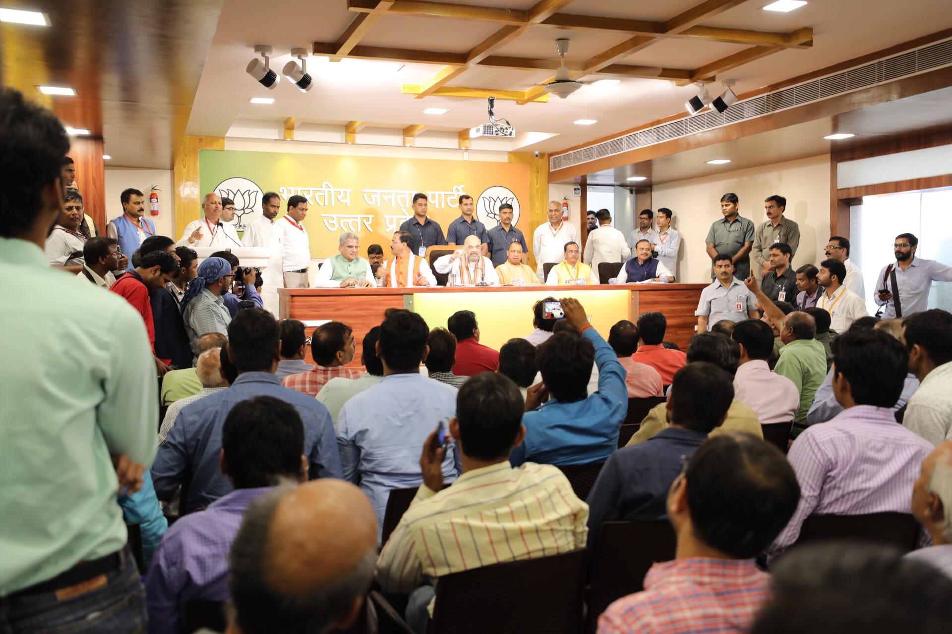 BJP National President, Shri Amit Shah addressing press conference at BJP State Office, Lucknow (Uttar Pradesh).