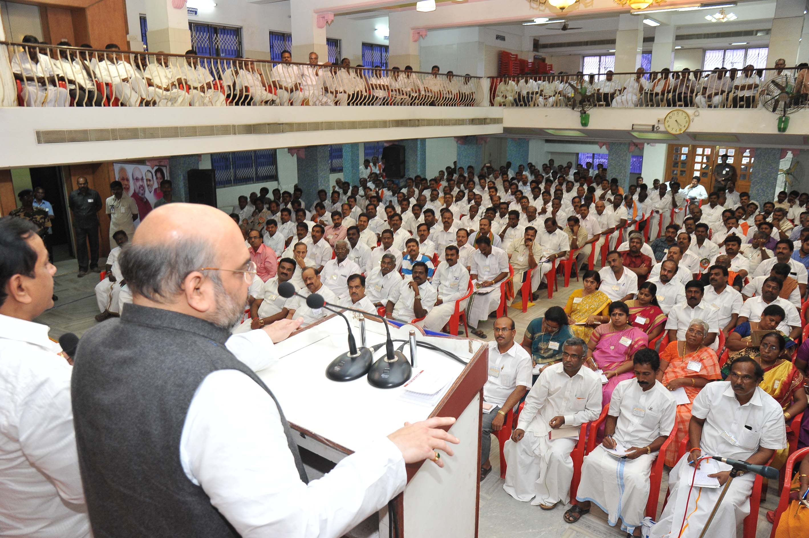 BJP National President, Shri Amit Shah addressing State BJP leaders in Sadasyata Abhiyaan meeting at Chennai (Tamil Nadu) on December 21, 2014