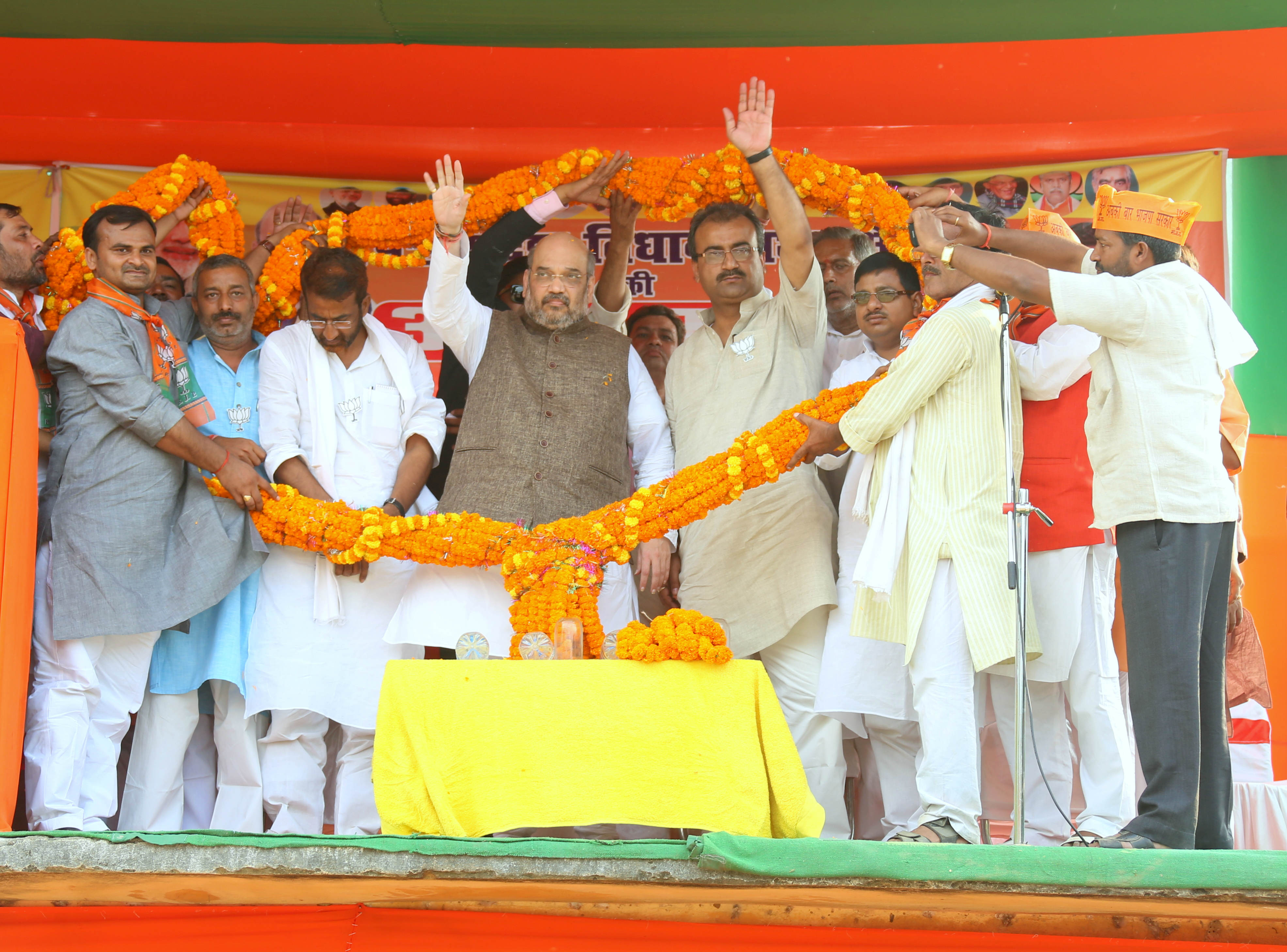 BJP National President, Shri Amit Shah addressing public meeting at At Tapa Jalpura Sports Stadium (Sandesh) on October 19, 2015