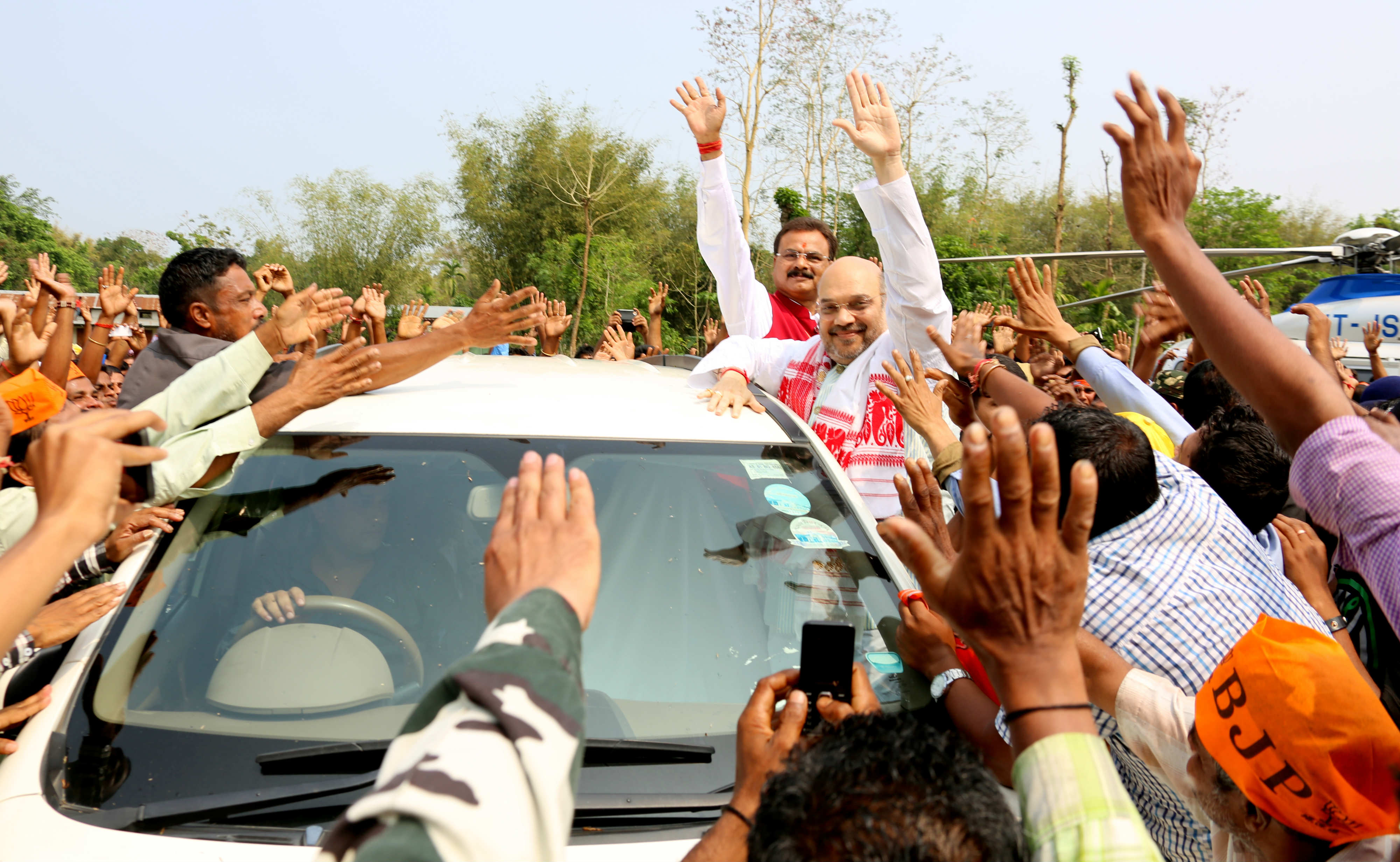 BJP National President, Shri Amit Shah addressing public meeting at H.S. School Play Ground, Samata, Dharampur (Assam) on April 05, 2016