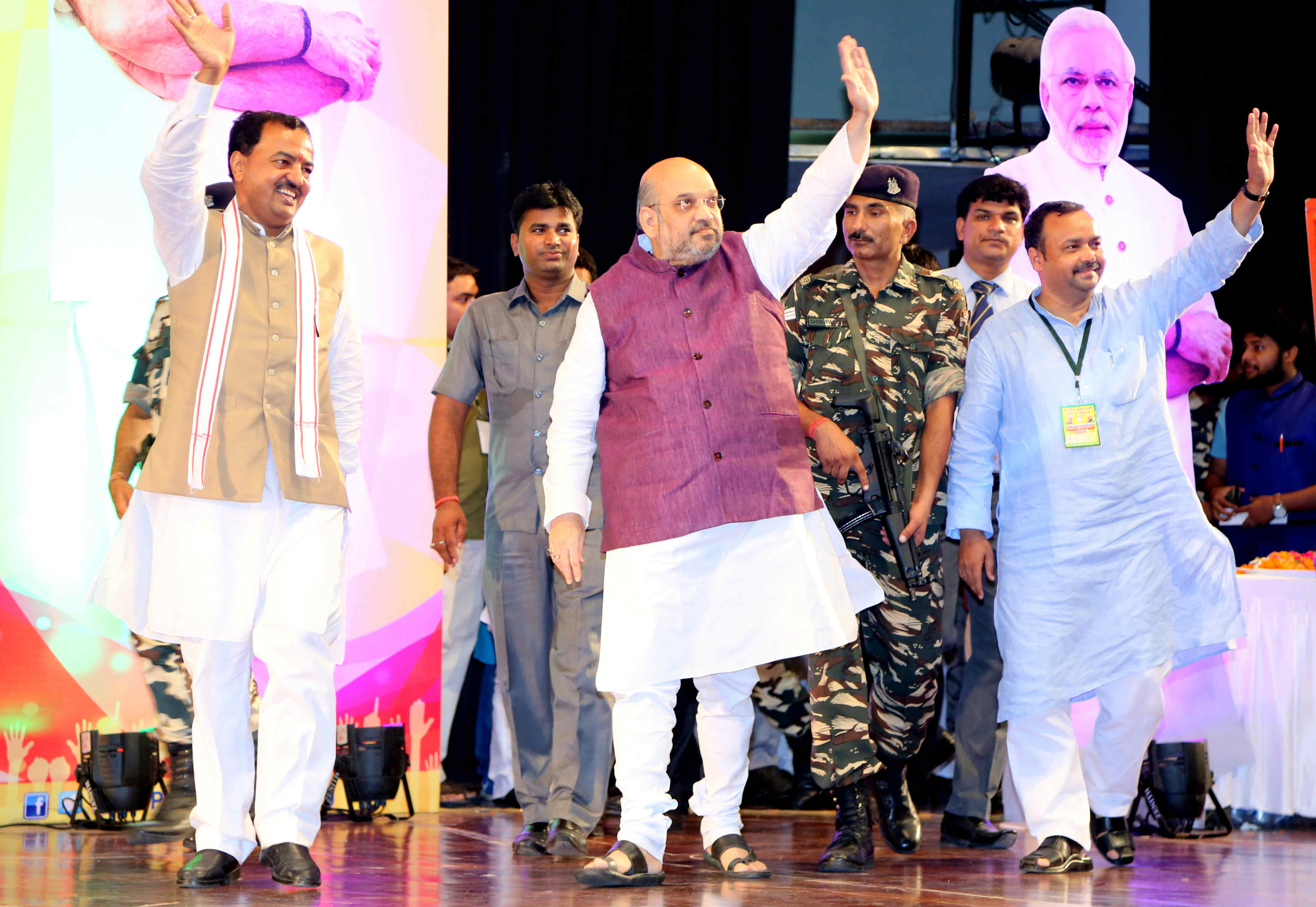 BJP National President, Shri Amit Shah addressing Social Media Volunteers Meet at Dr. B.R. Ambedkar Auditorium, Dr. Ram Manohar Lohia Law University in Lucknow (U.P.) on September 03, 2016