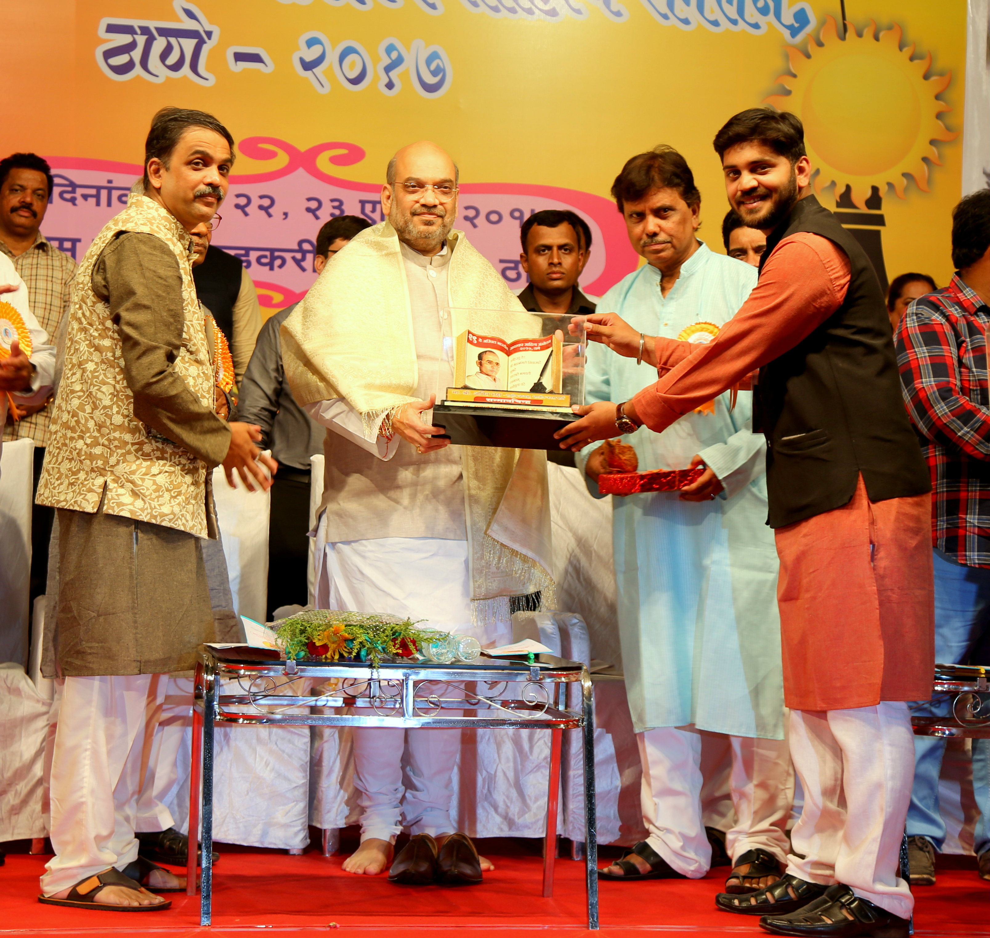 BJP National President Shri Amit Shah addressing the inaugural session of Savarkar Sahitya Sammelan in Thane (Maharashtra) on April 21, 2017