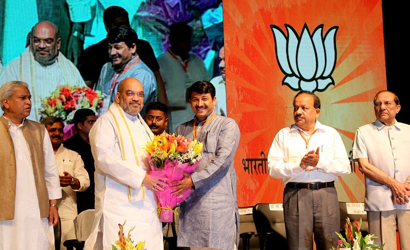 BJP National President, Shri Amit Shah addressing Vijay Parv on winning Delhi MCD Election at Kedarnath Sahani Auditorium, Civic Centre, New Delhi on 02 May 2017