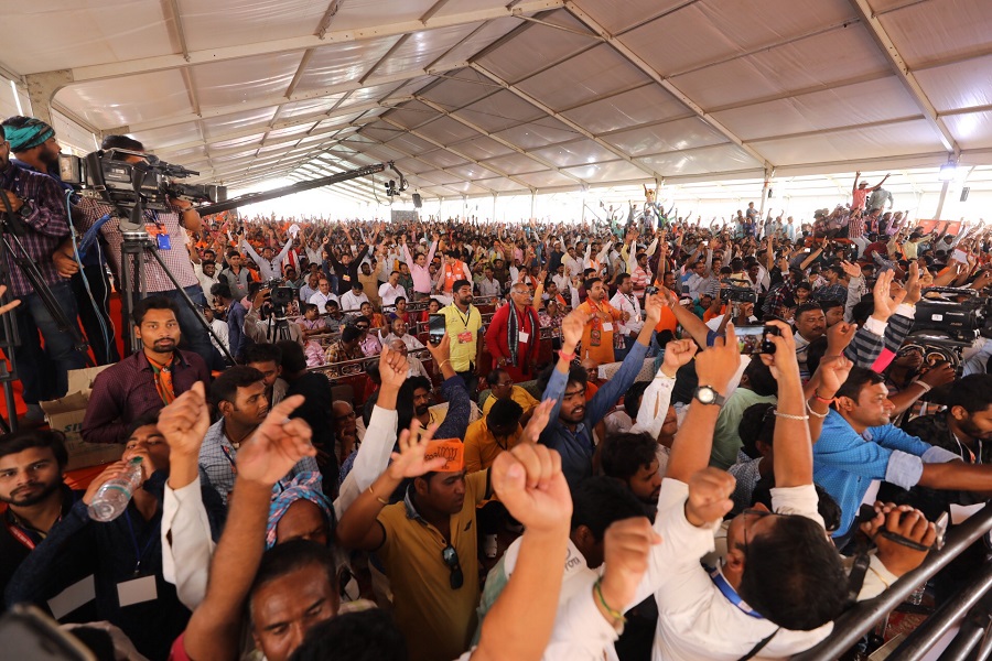  Photographs: BJP National President Shri Amit Shah addressing Yuva Maha-Sammelan in Bolangir, Odisha.