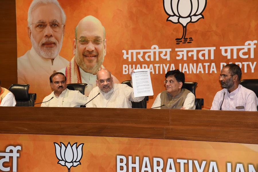 Photographs  of BJP National President, Shri Amit Shah at BJP HQ, 6A Deen Dayal Upadhyay Marg, New Delhi