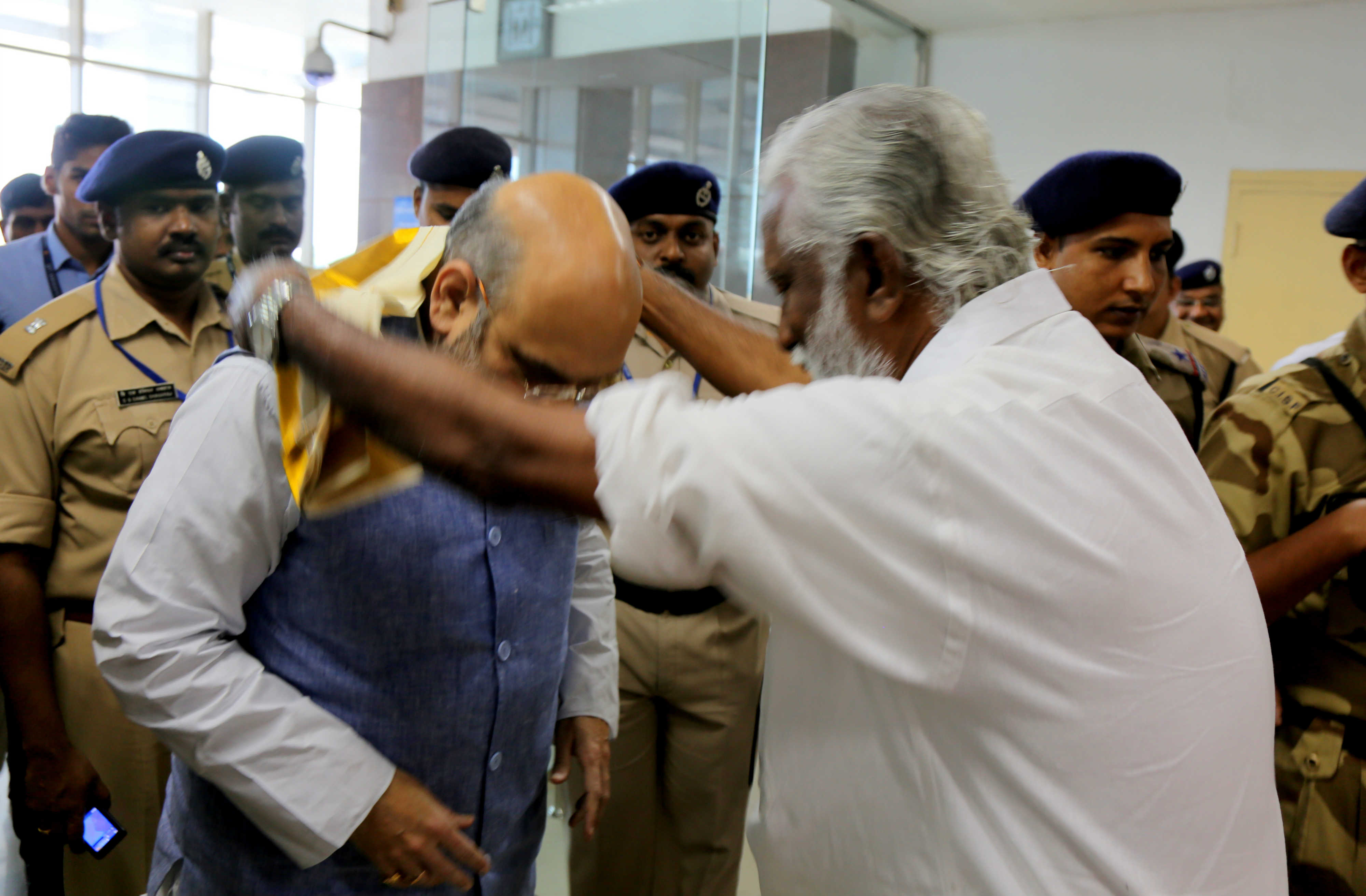 BJP National President, Shri Amit Shah at Kozhikode Airport, Kerala on September 22, 2016