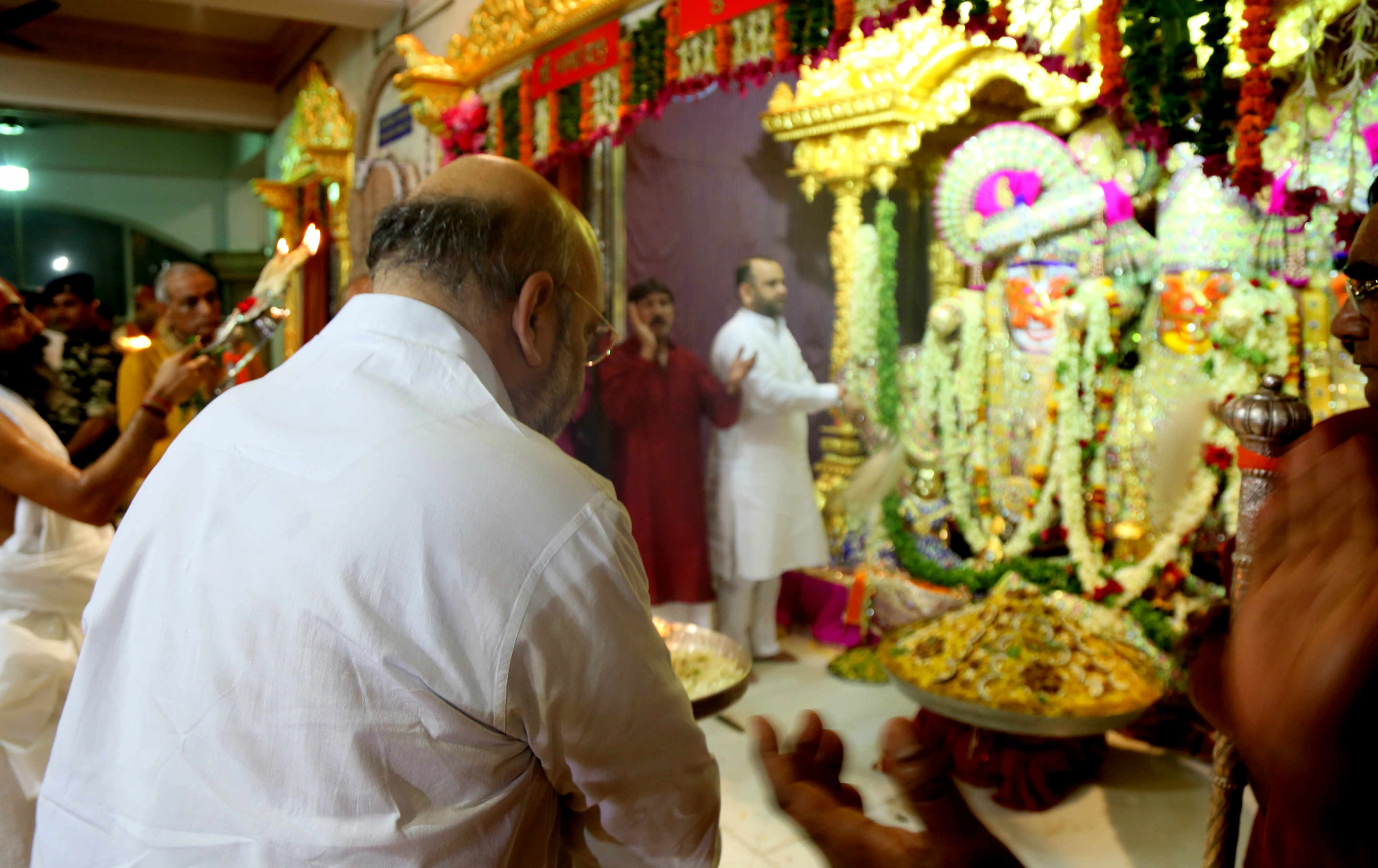 BJP National President, Shri Amit Shah attending Mangla Aarti at Jagannath Temple, Ahmedabad (Gujarat) on July 06, 2016