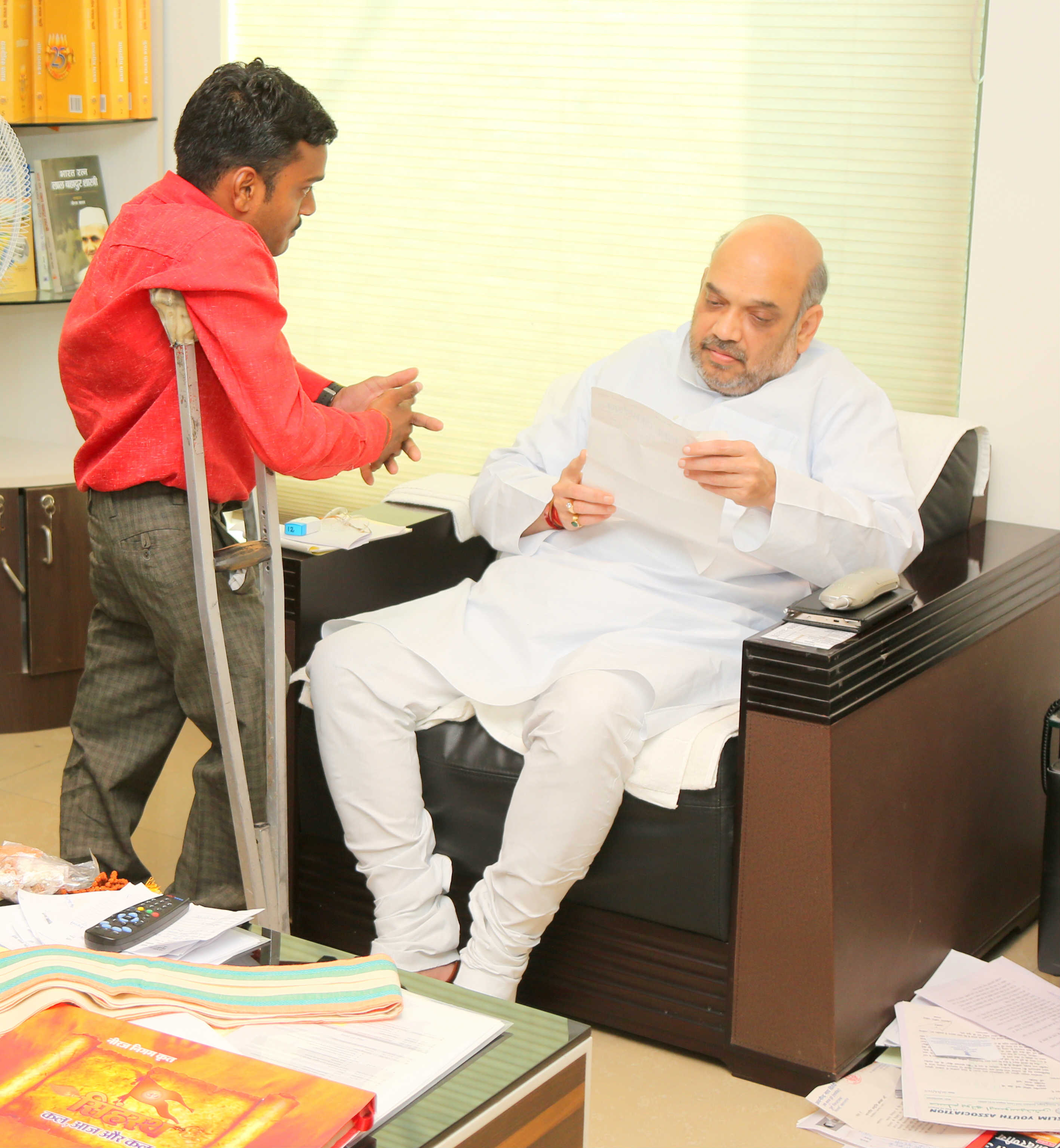 BJP National President, Shri Amit Shah during Jan-Samwad at 11, Ashoka Road, New Delhi on June 06, 2016